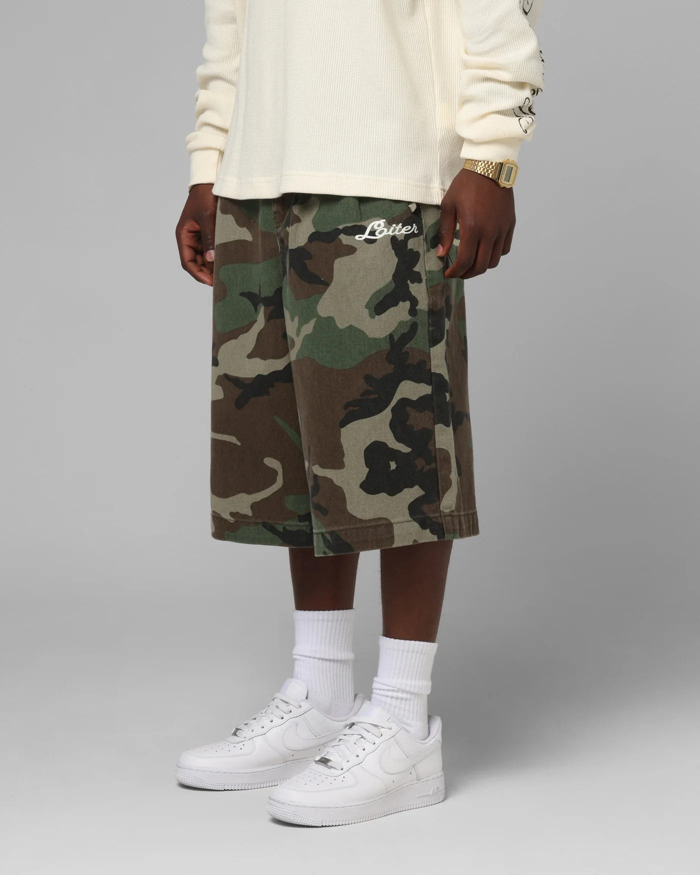 Loiter 3 Quarter Shorts Woodland Camo - Image 6