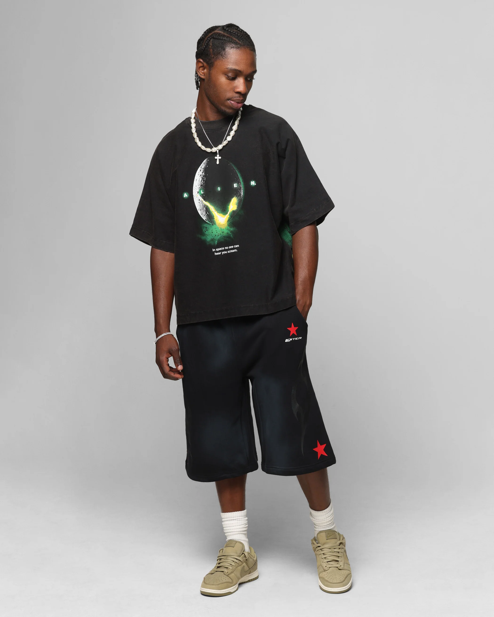 Loiter Alien Boxy T-Shirt Washed Black - Image 3