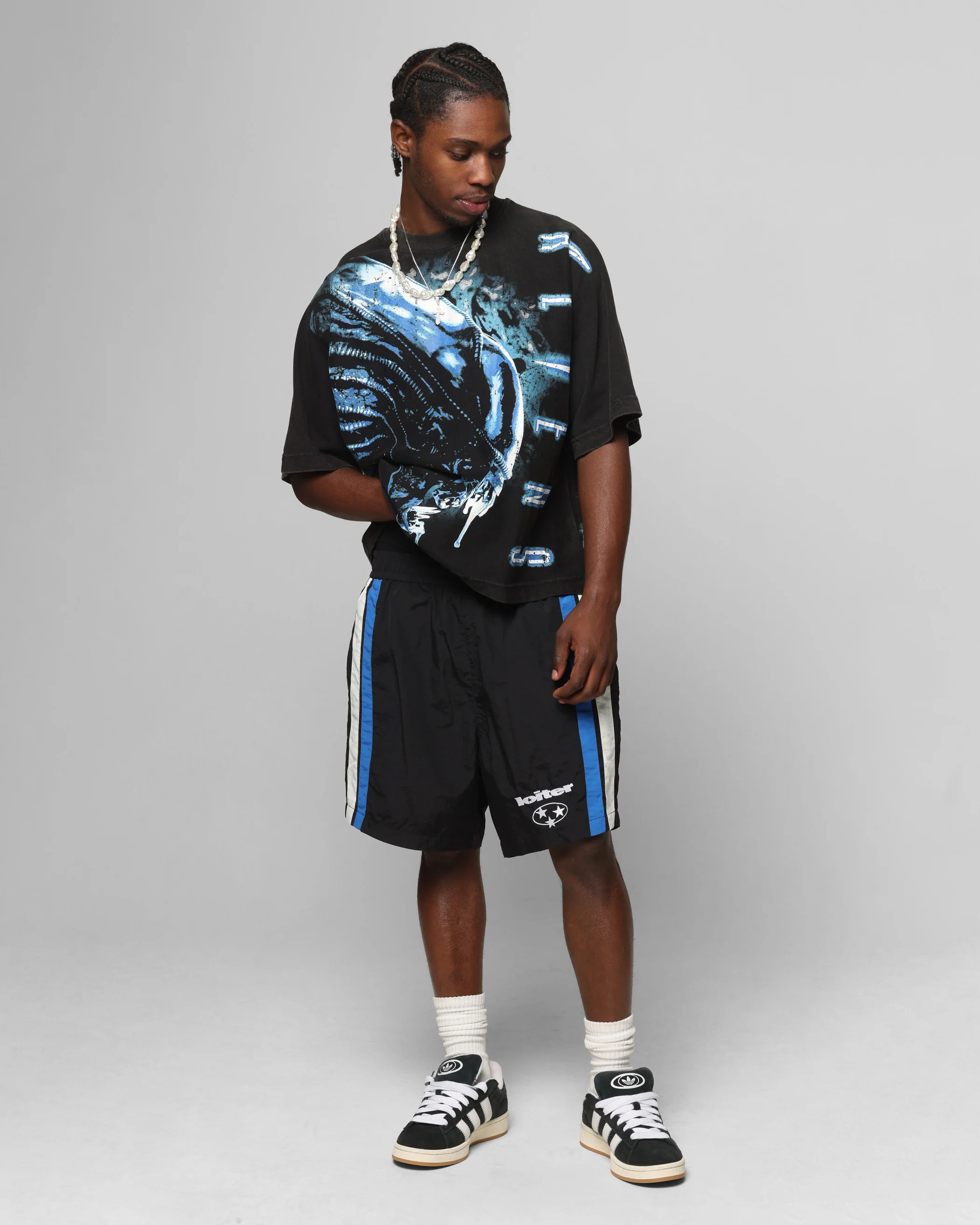 Loiter Alien It's War Boxy T-Shirt Washed Black - Image 3