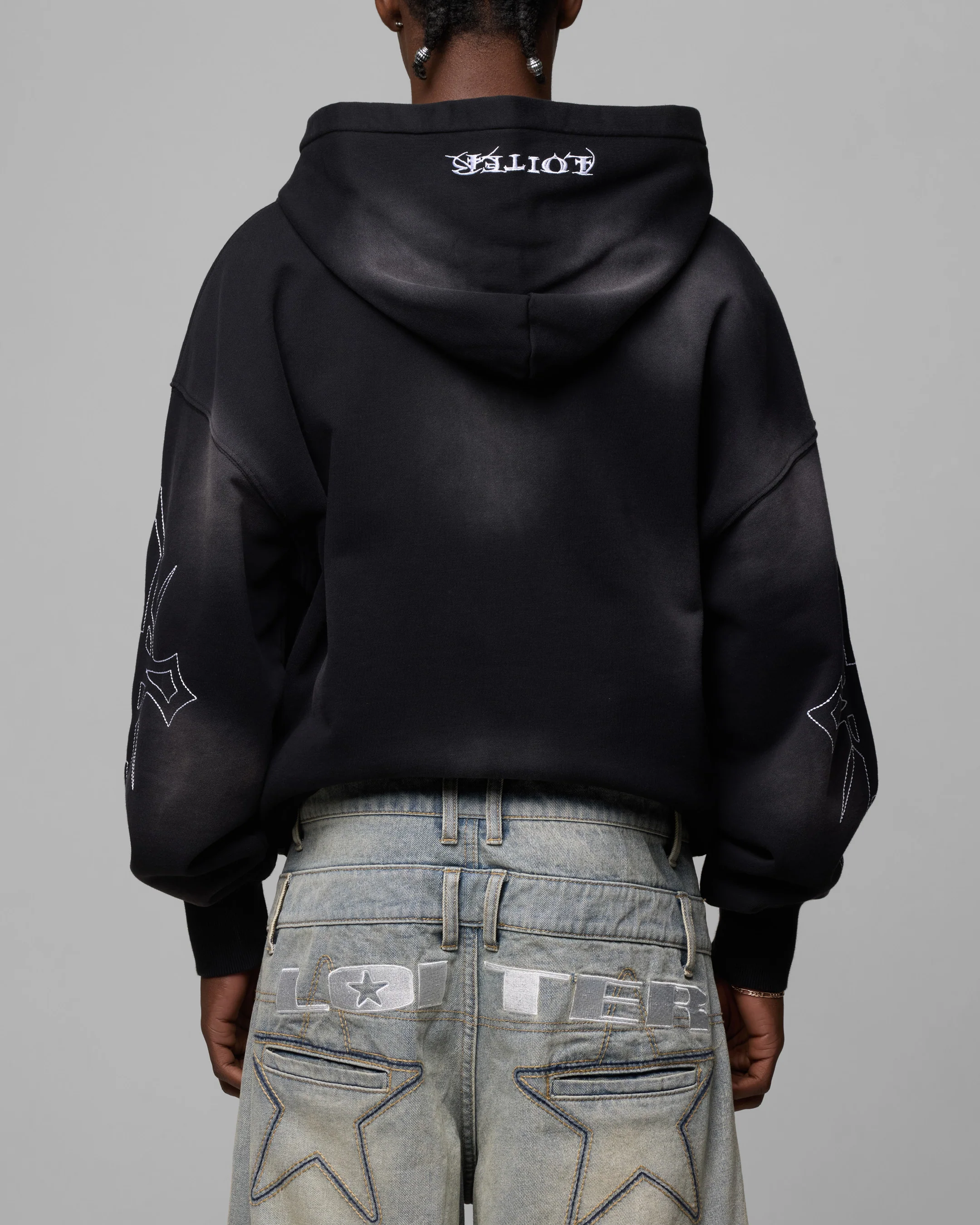 Loiter Atmosphere Full Zip Hoodie Vintage Black - Image 2