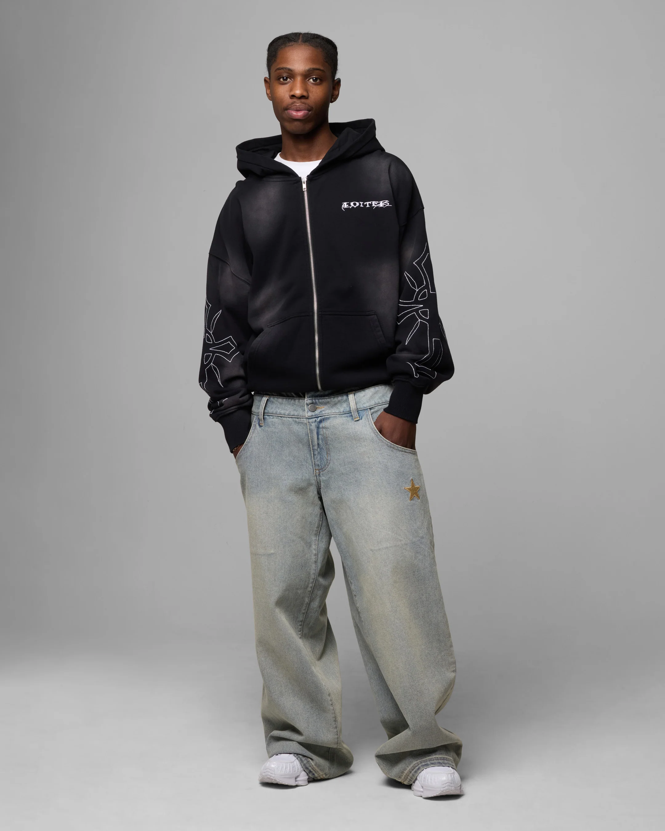 Loiter Atmosphere Full Zip Hoodie Vintage Black - Image 3