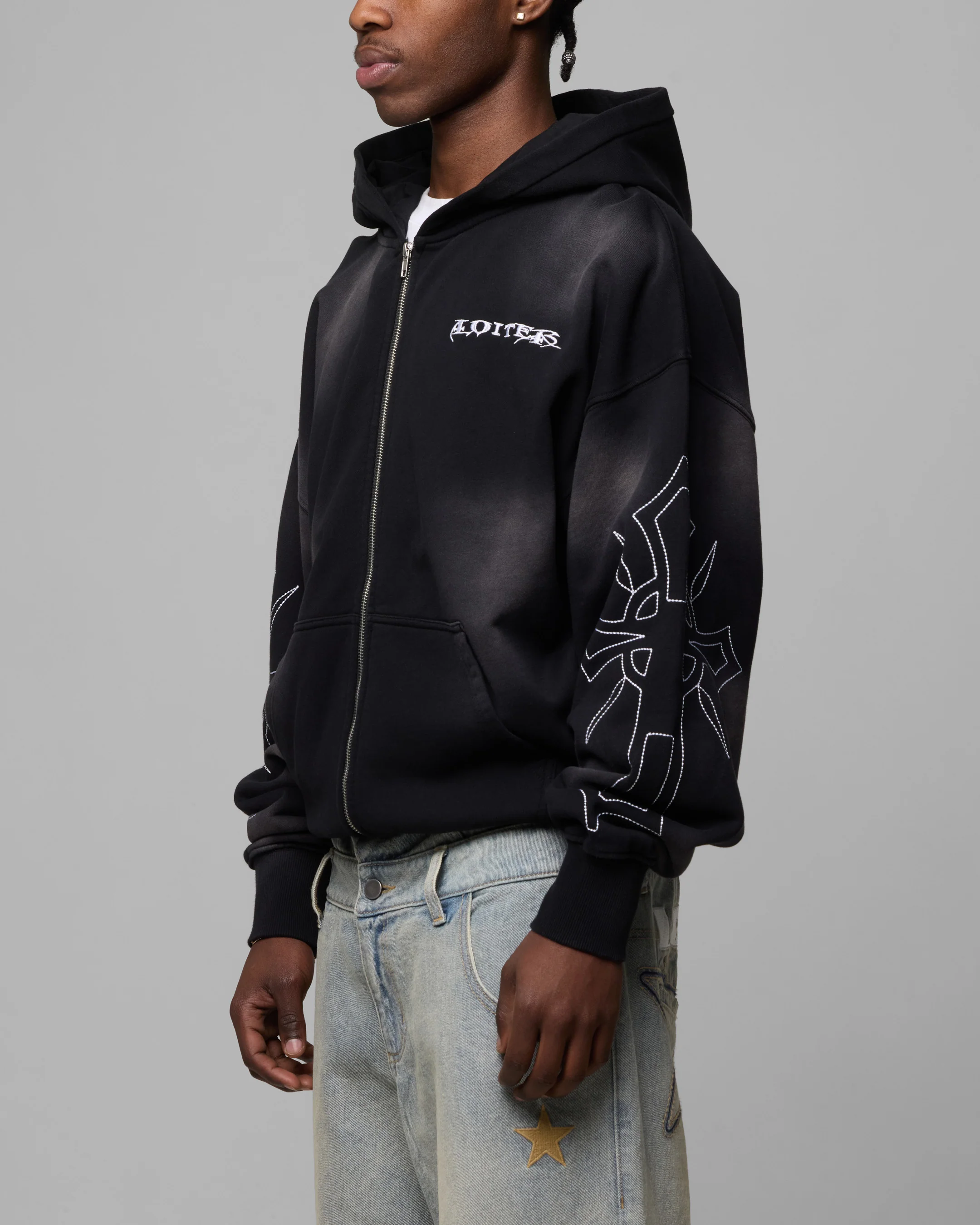 Loiter Atmosphere Full Zip Hoodie Vintage Black - Image 6
