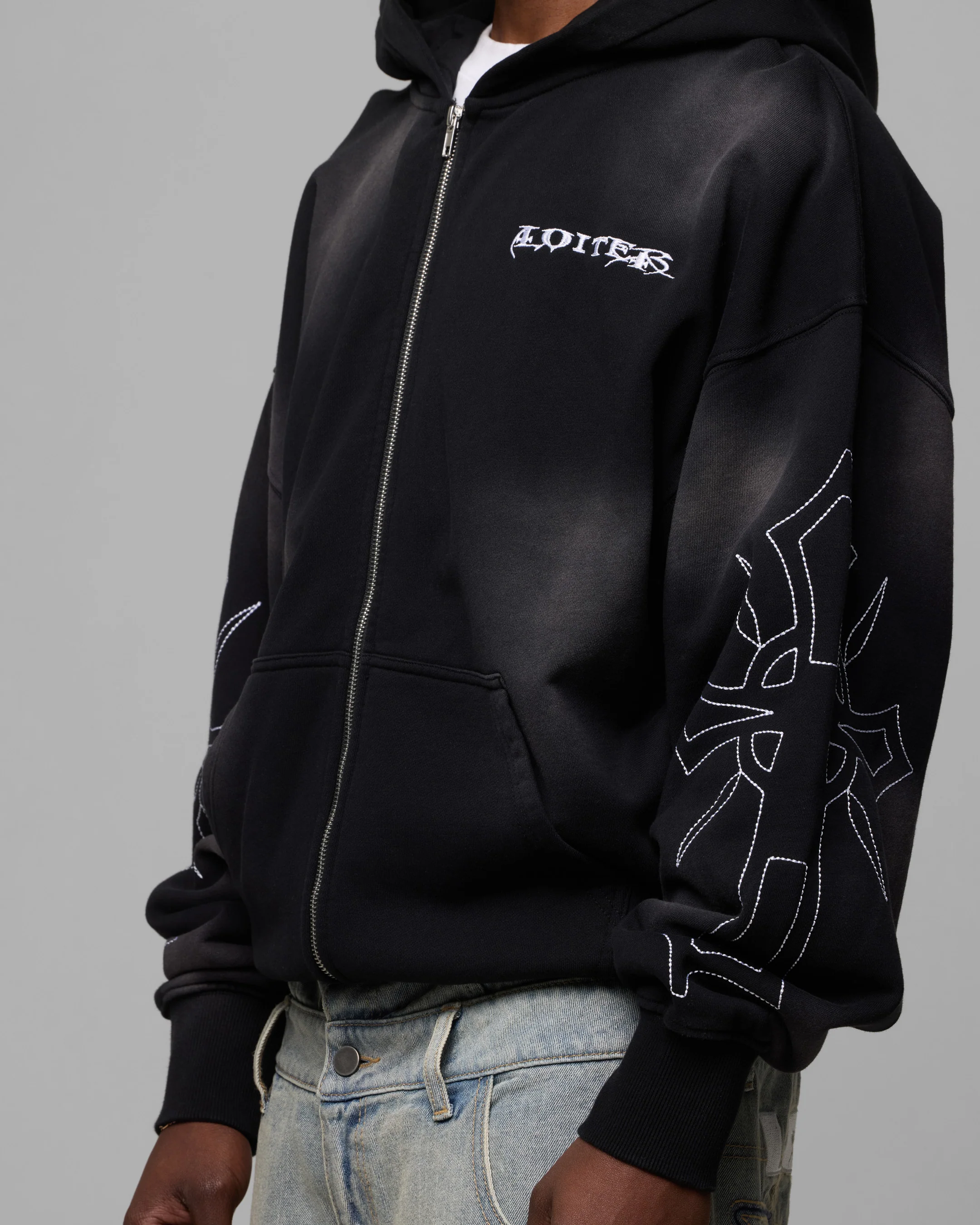 Loiter Atmosphere Full Zip Hoodie Vintage Black - Image 7