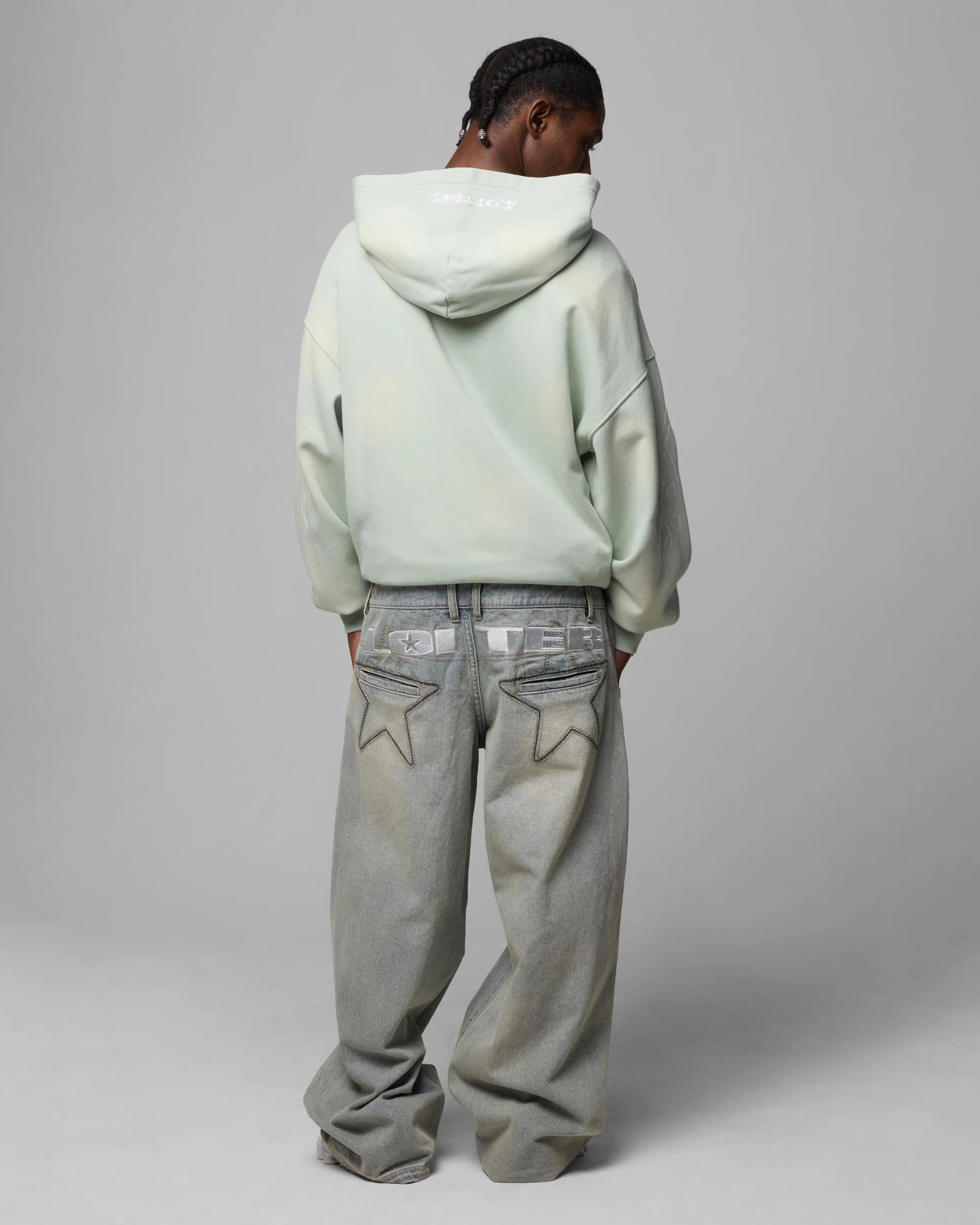 Loiter Atmosphere Full Zip Hoodie Washed Green - Image 4