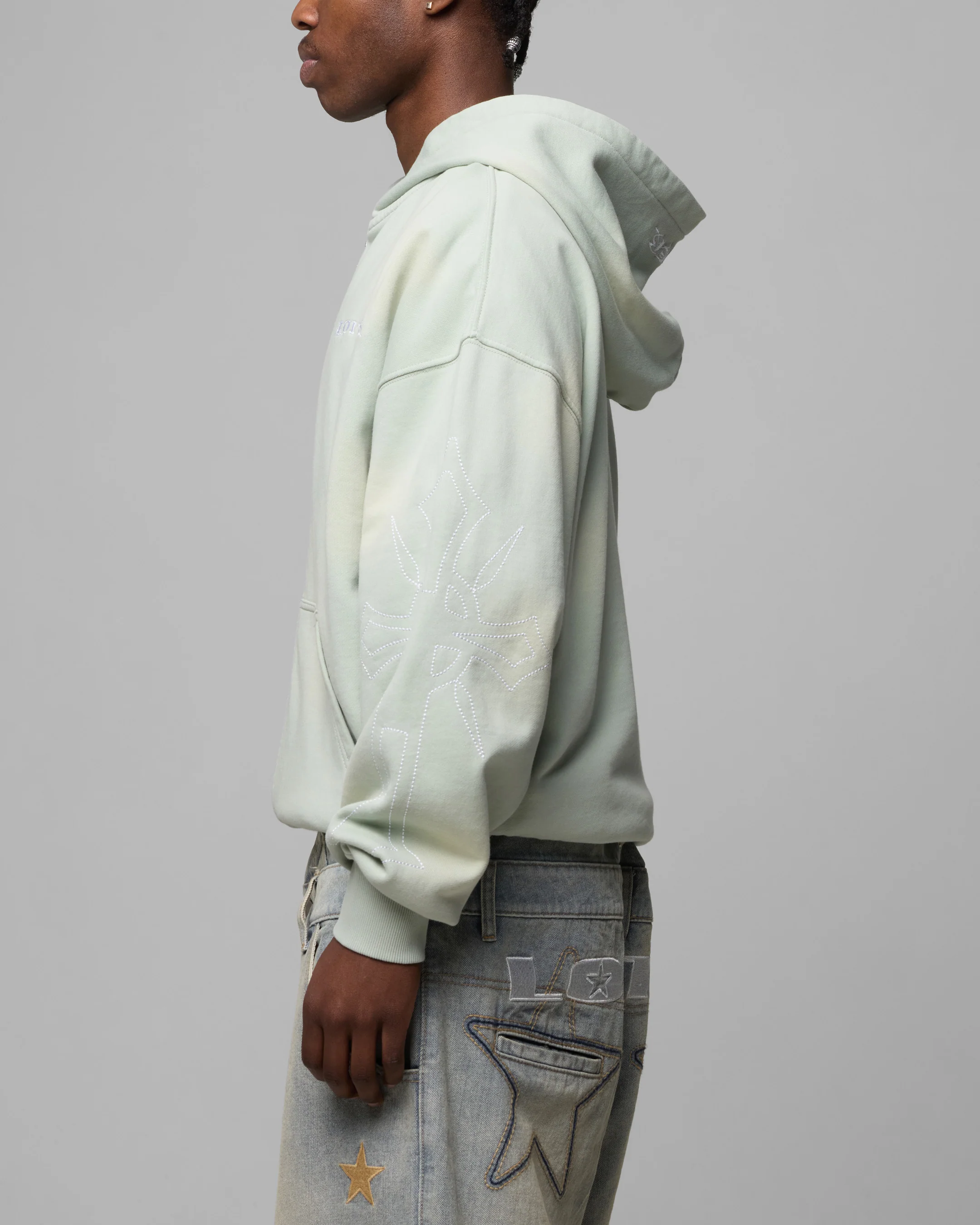 Loiter Atmosphere Full Zip Hoodie Washed Green - Image 6