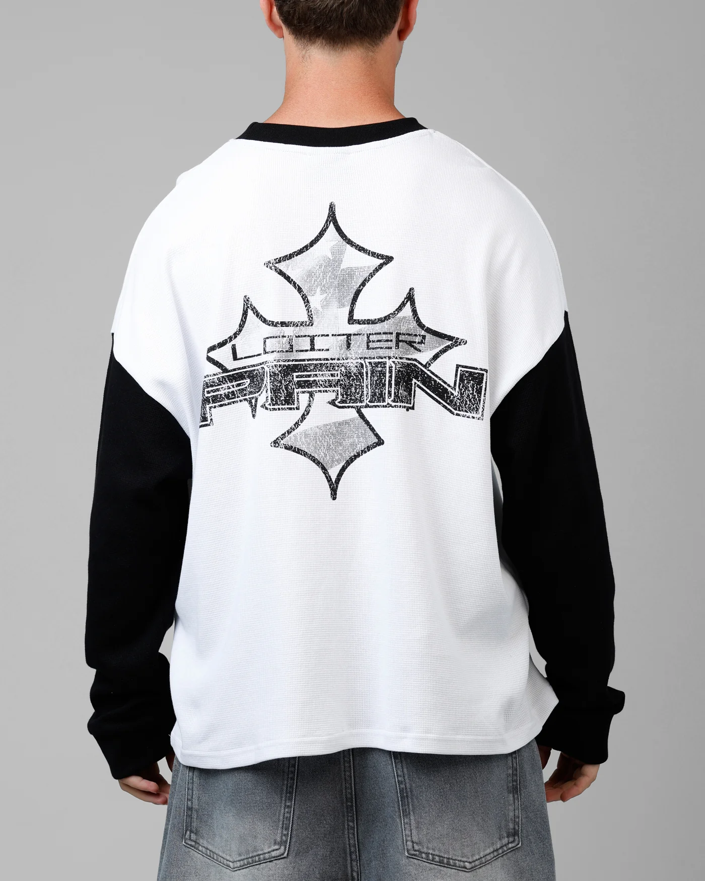 Biome Waffle Long Sleeve T-Shirt White/Black - Image 2