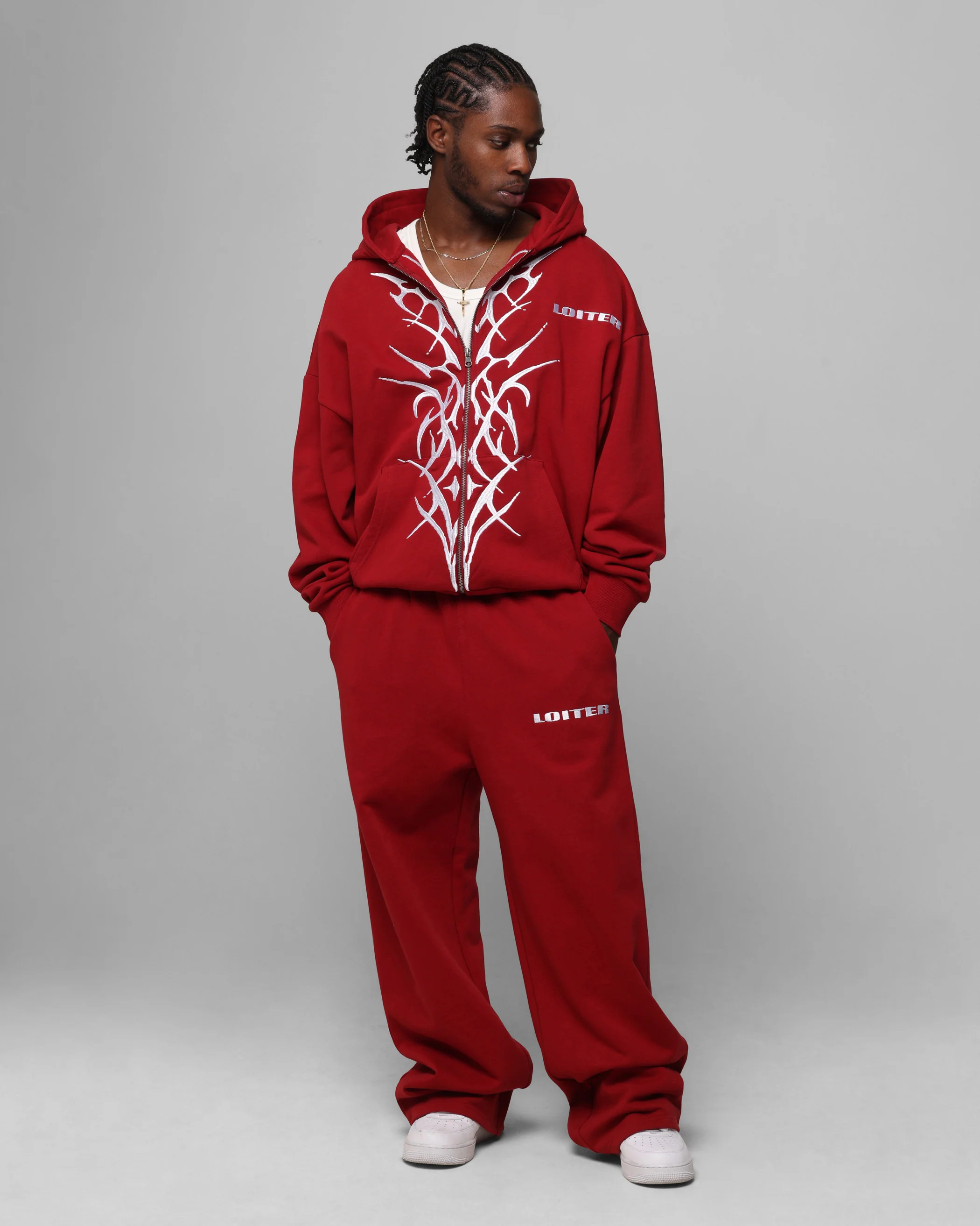 Loiter Blood Born Zip Hoodie Burgandy - Image 3
