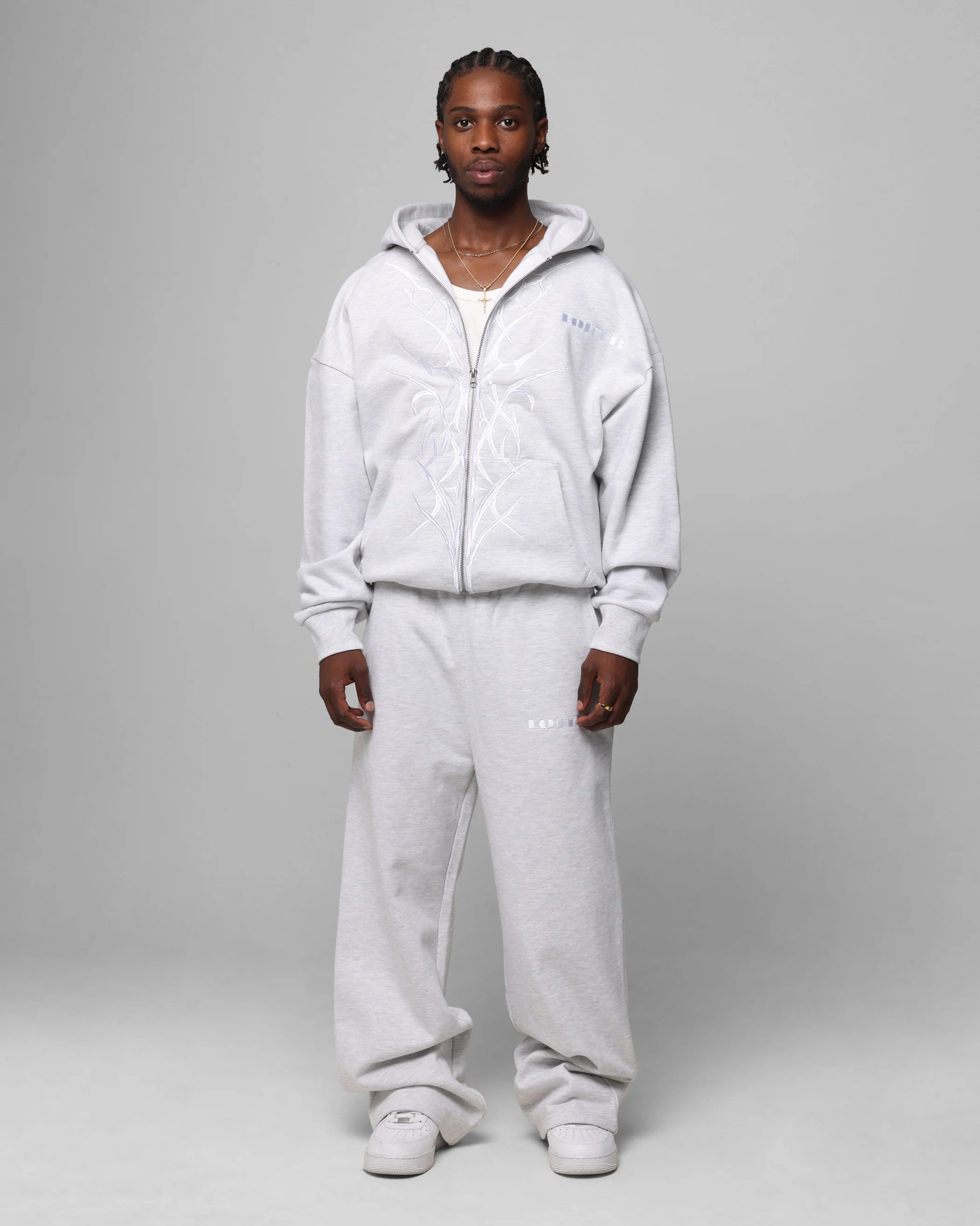 Loiter Blood Born Zip Hoodie Grey Marle - Image 3