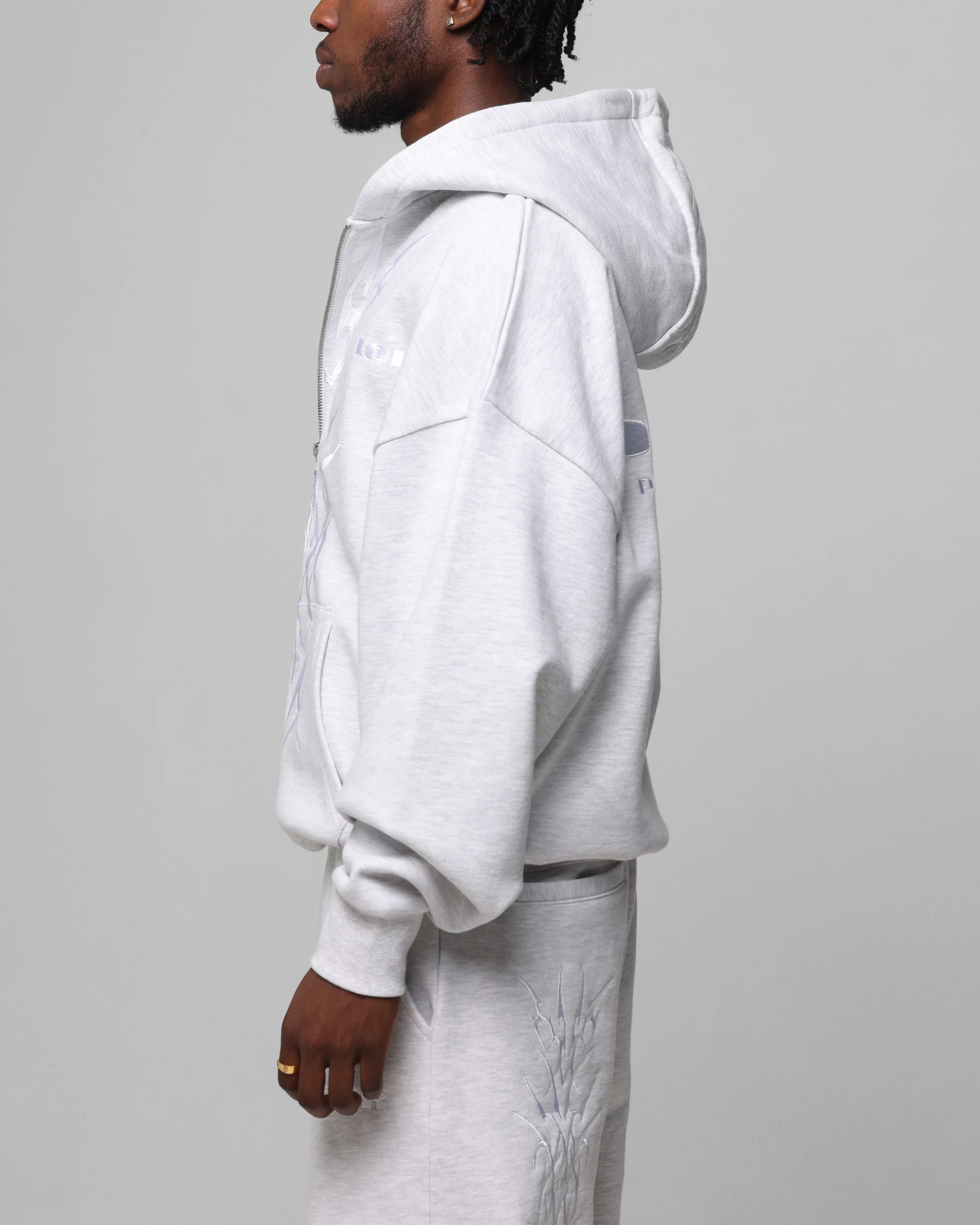 Loiter Blood Born Zip Hoodie Grey Marle - Image 6