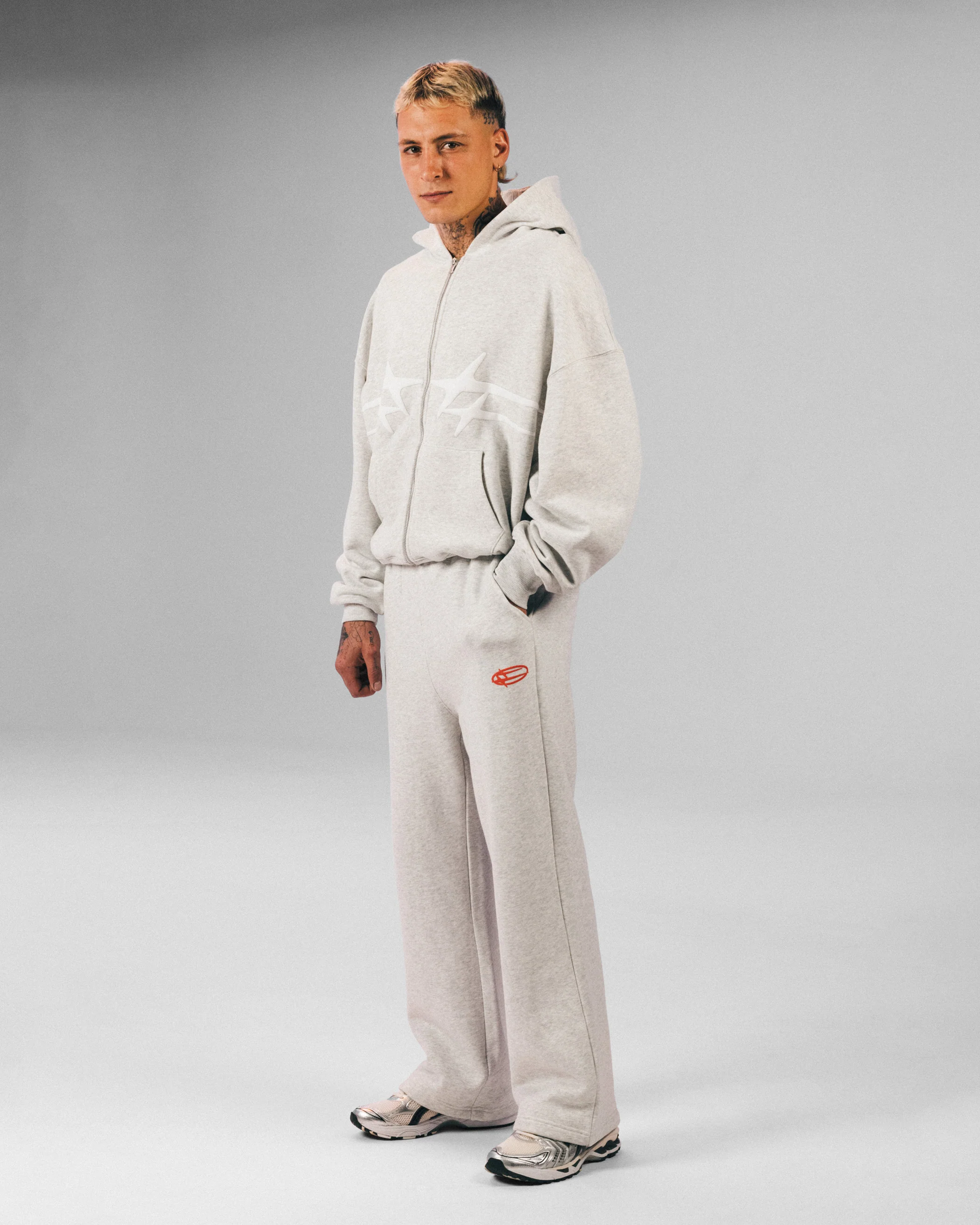 Loiter Celestial Full Zip Hoodie Light Grey Marl - Image 3