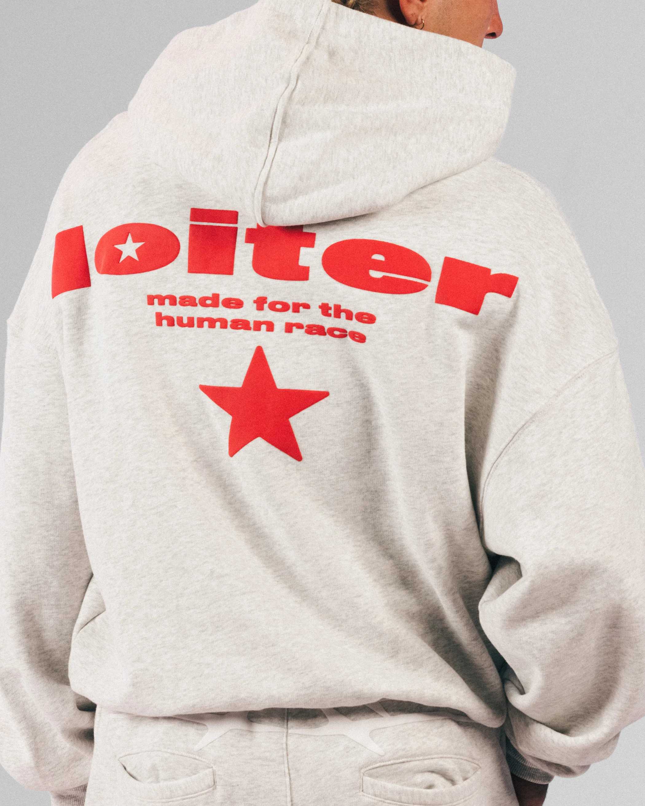 Loiter Celestial Full Zip Hoodie Light Grey Marl - Image 7
