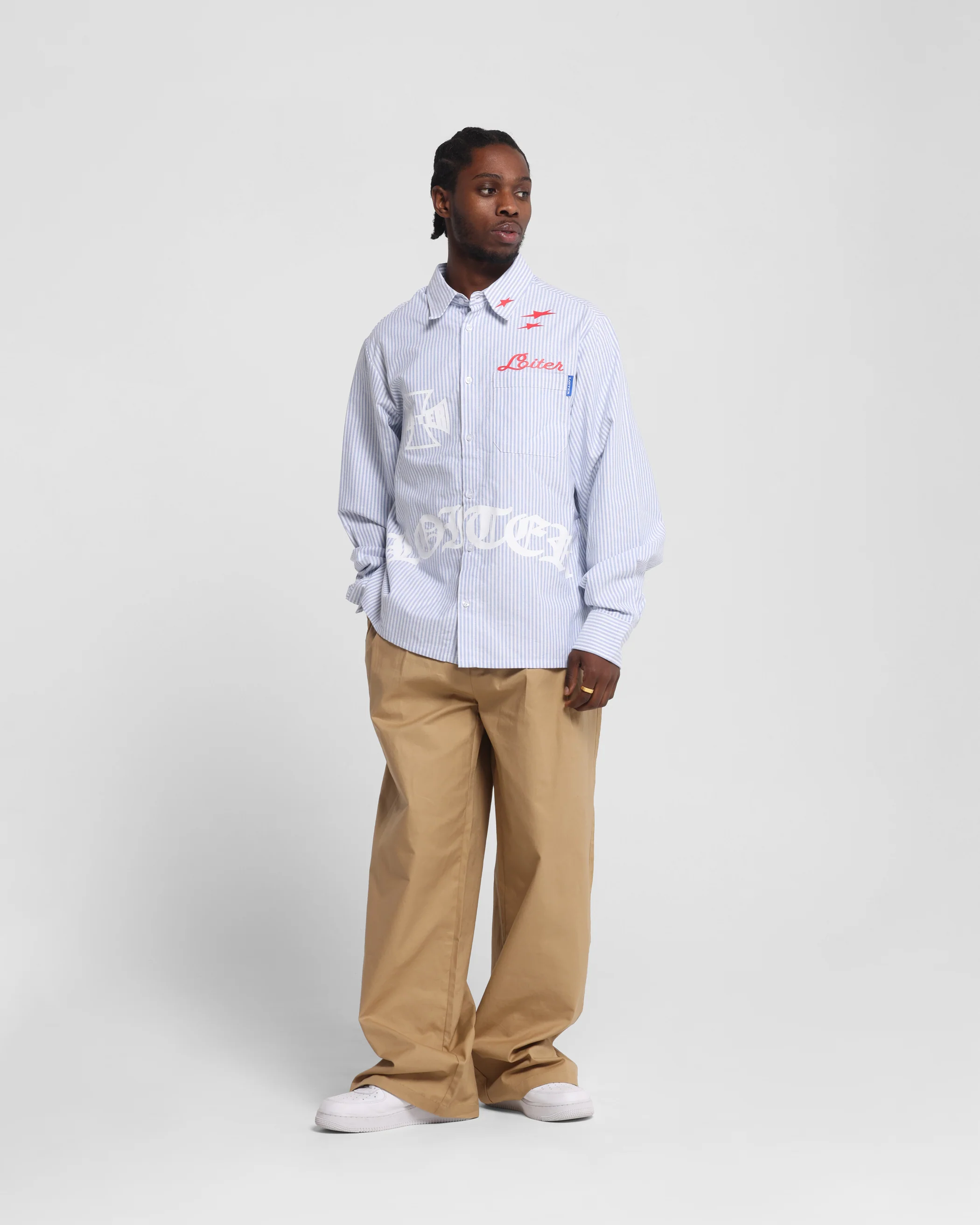 Loiter Chopper Long Sleeve Shirt Blue/White - Image 3