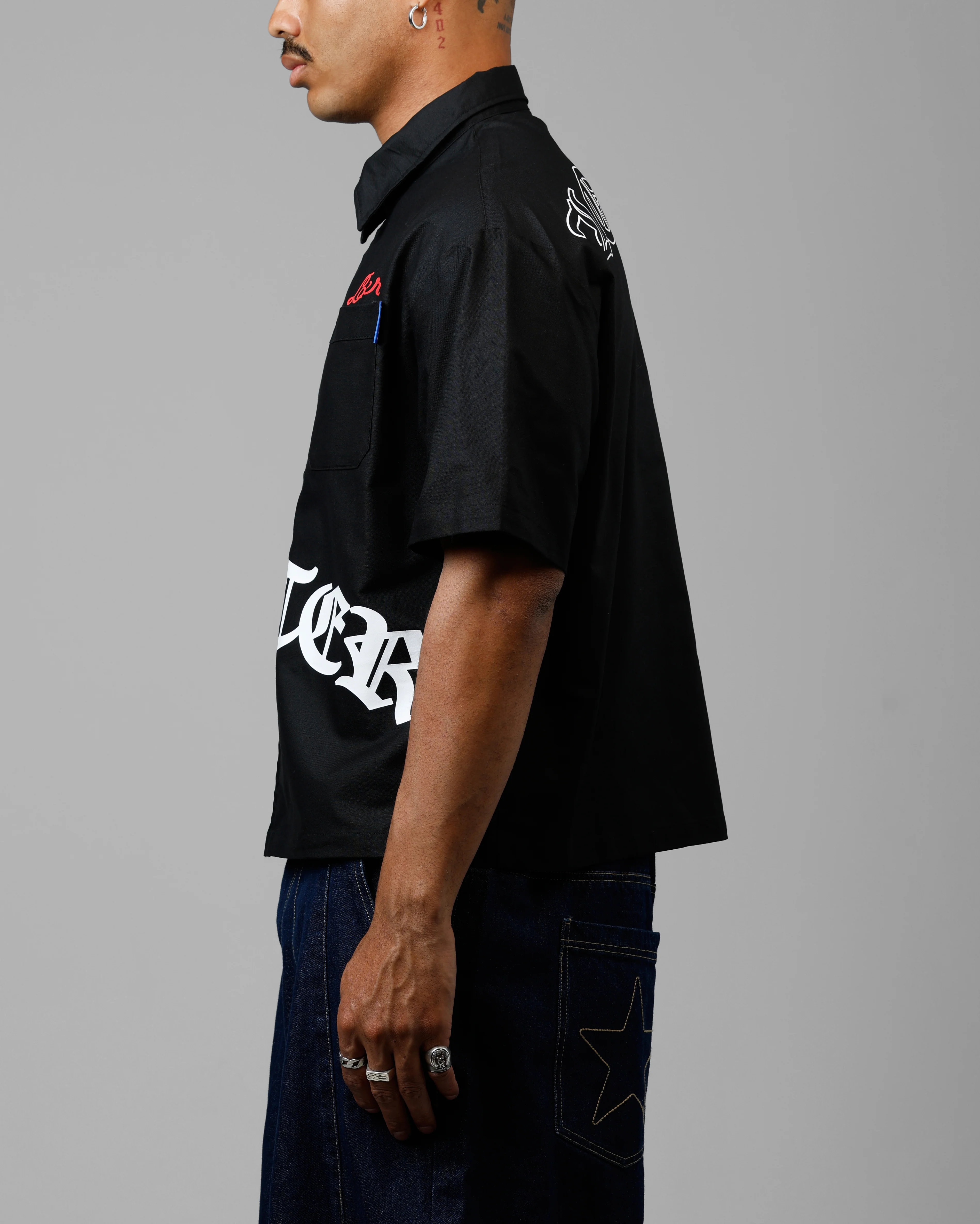 Loiter Chopper Work Shirt Black - Image 4