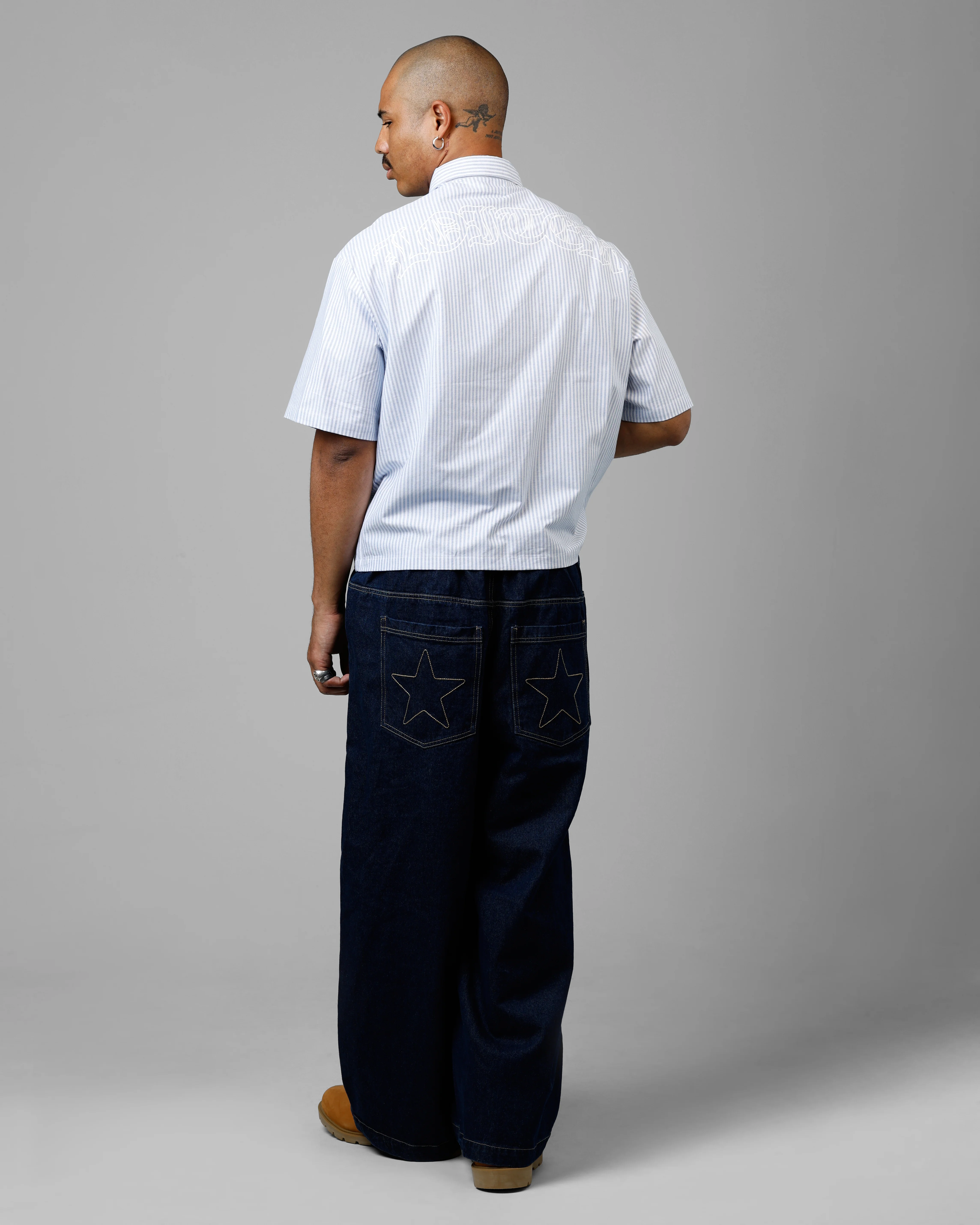 Loiter Chopper Work Shirt Blue/White - Image 6