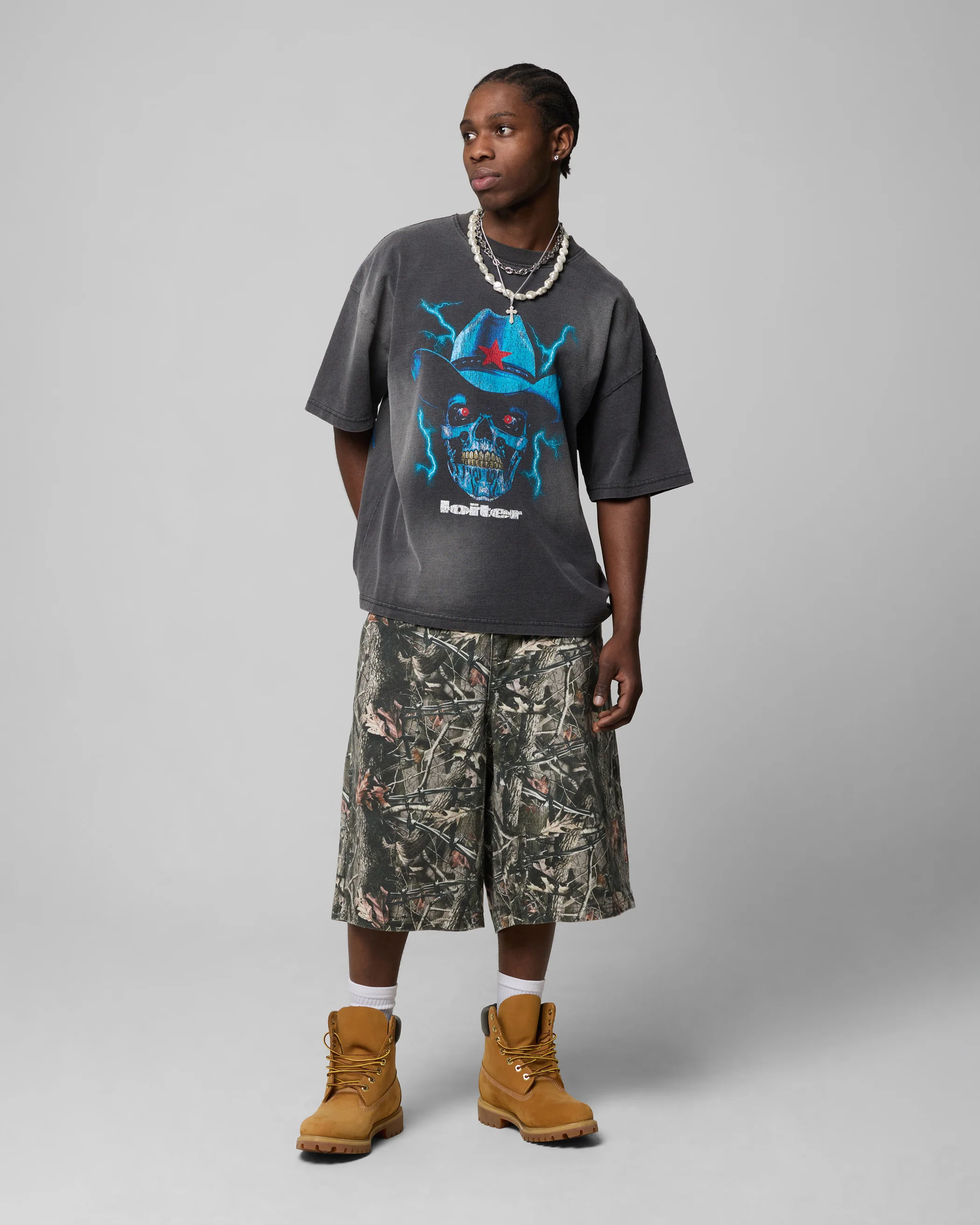 Chrome Cowboy T-Shirt Vintage Charcoal - Image 3