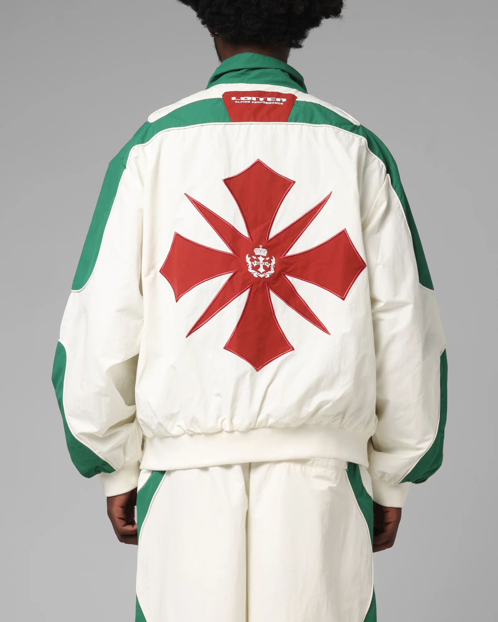 Loiter Club Classic Track Jacket White/Green - Image 2