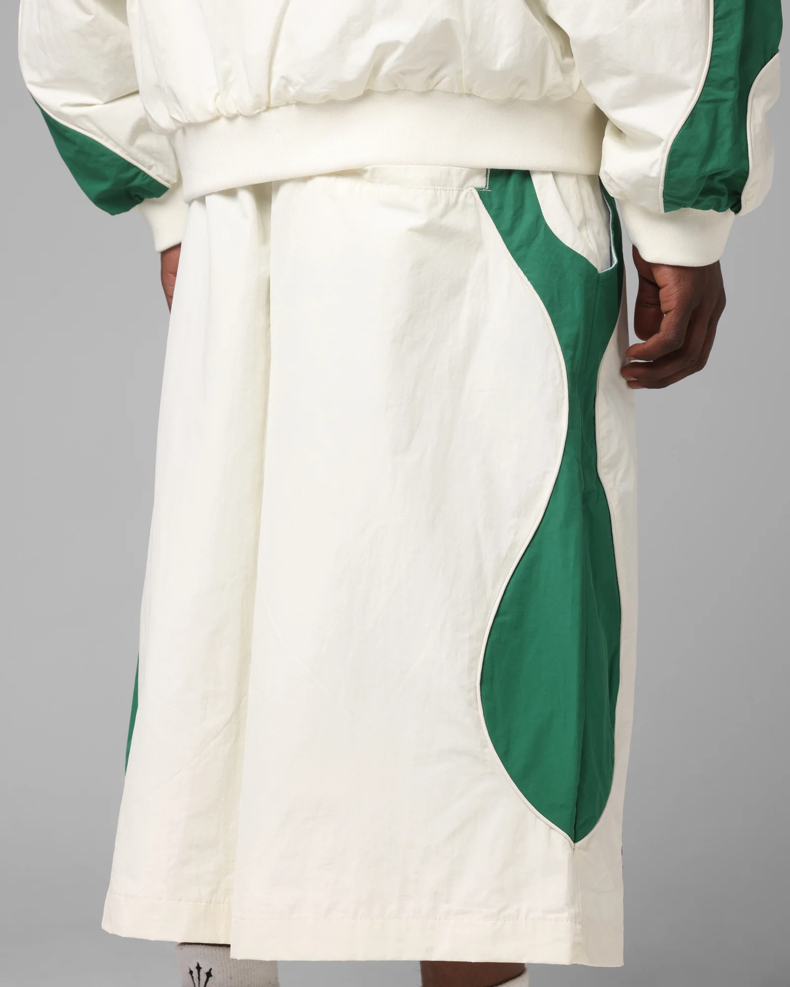 Loiter Club Classic Track Shorts White/Green - Image 4