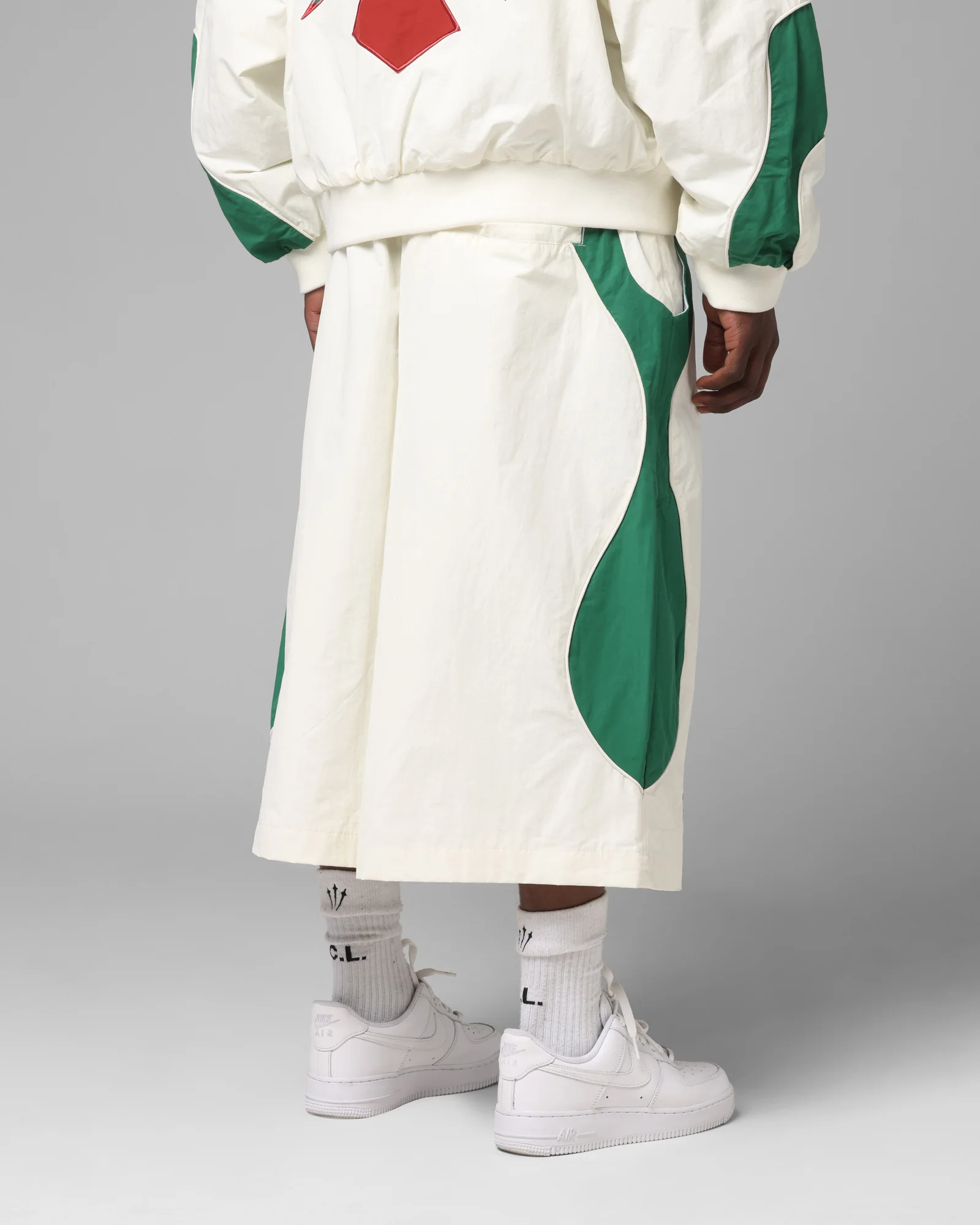 Loiter Club Classic Track Shorts White/Green - Image 5