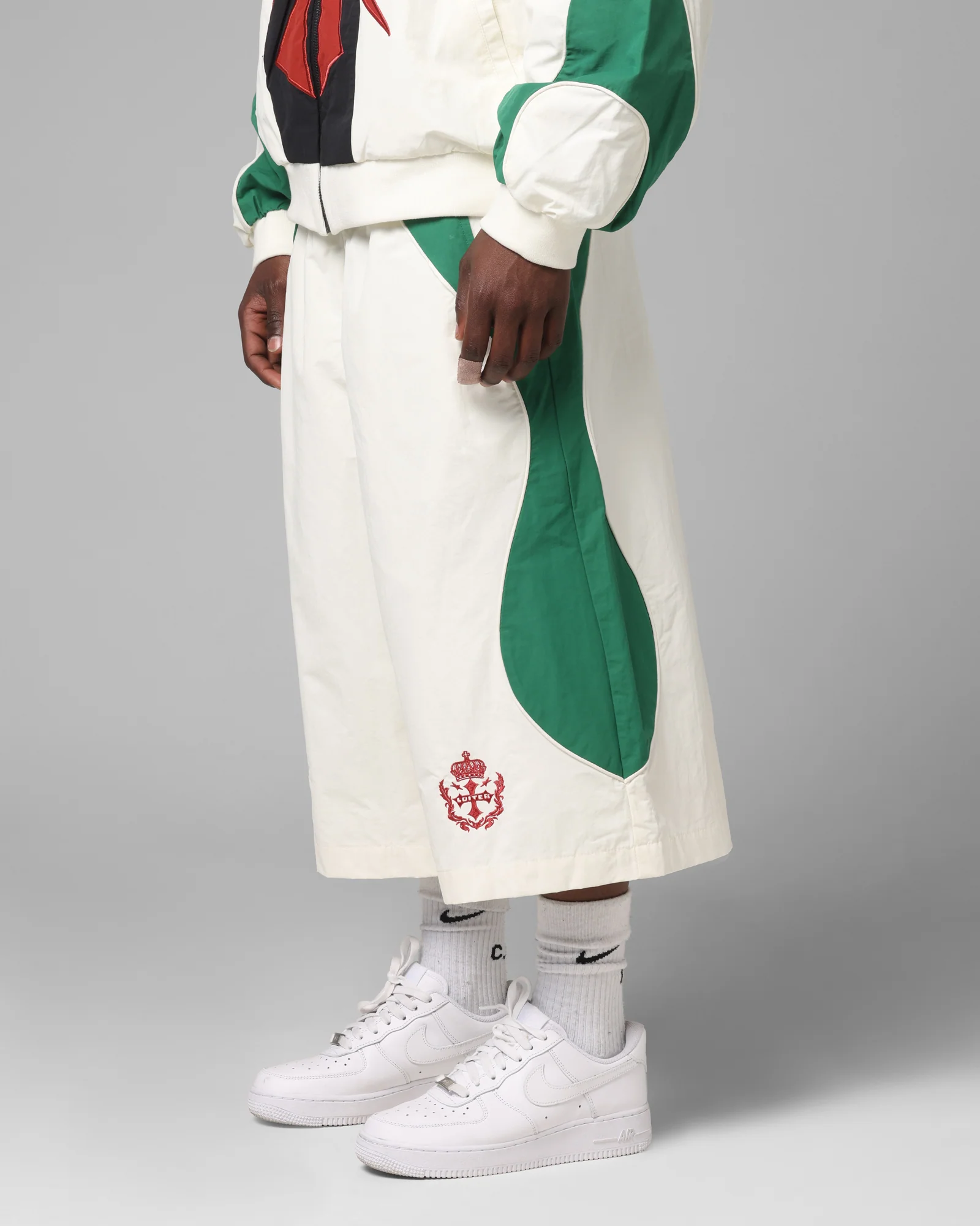 Loiter Club Classic Track Shorts White/Green - Image 6