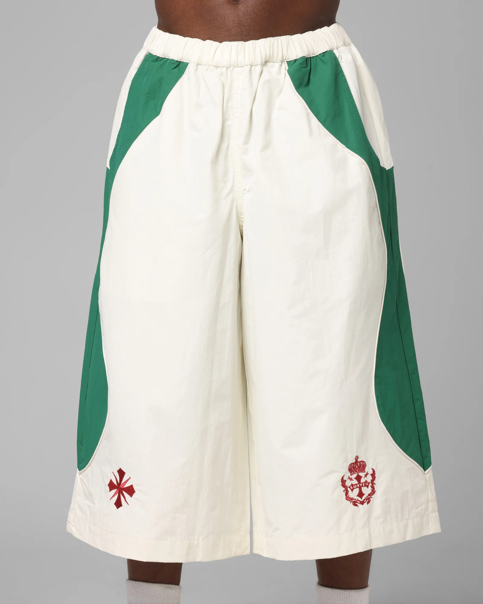 Loiter Club Classic Track Shorts White/Green - Image 7