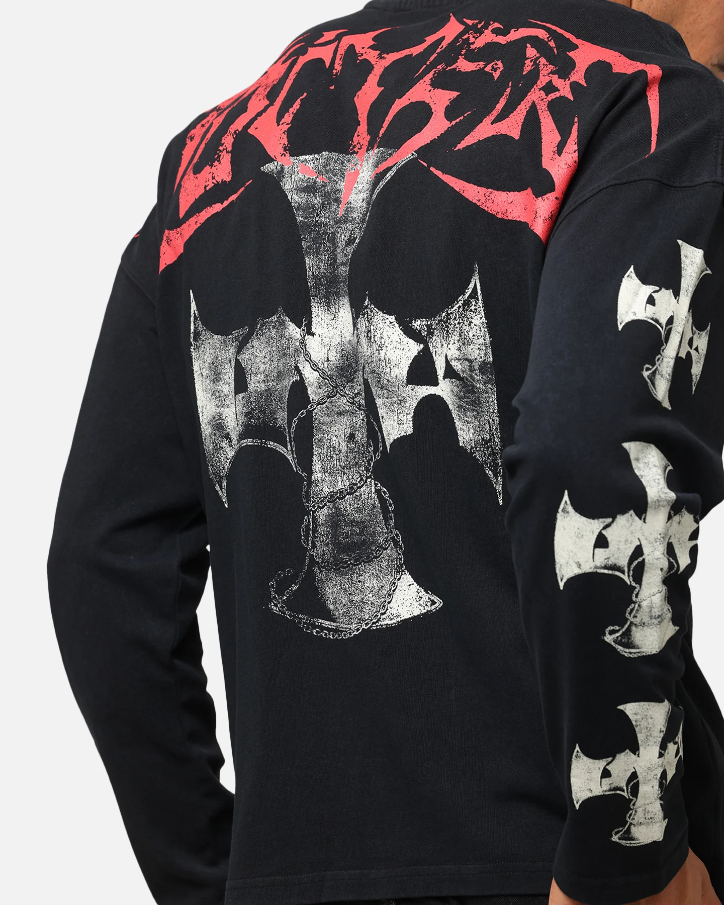 Loiter Cross Long Sleeve T-Shirt Black Acidwash - Image 7