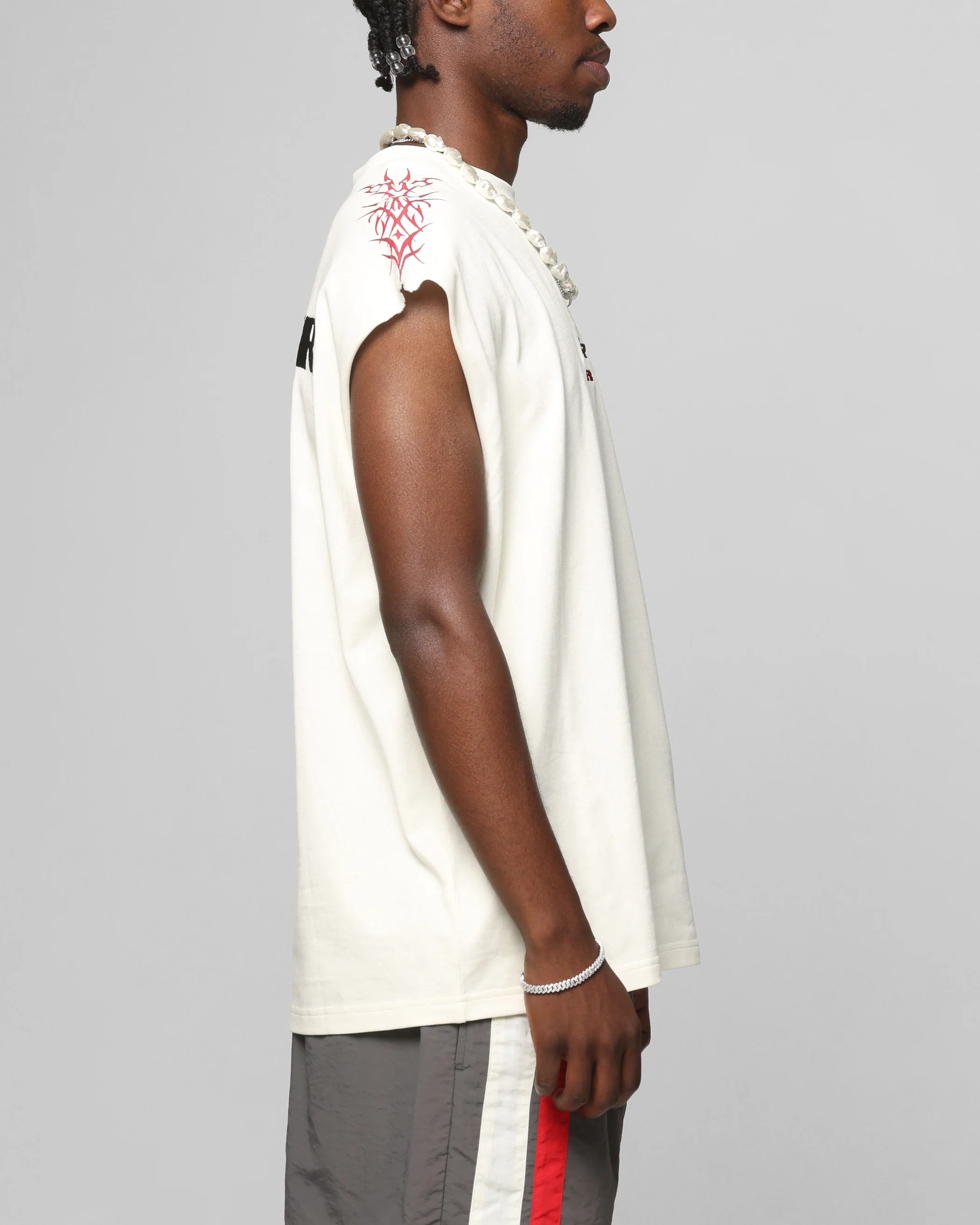 Loiter Cyber Muscle T-Shirt Off White - Image 5