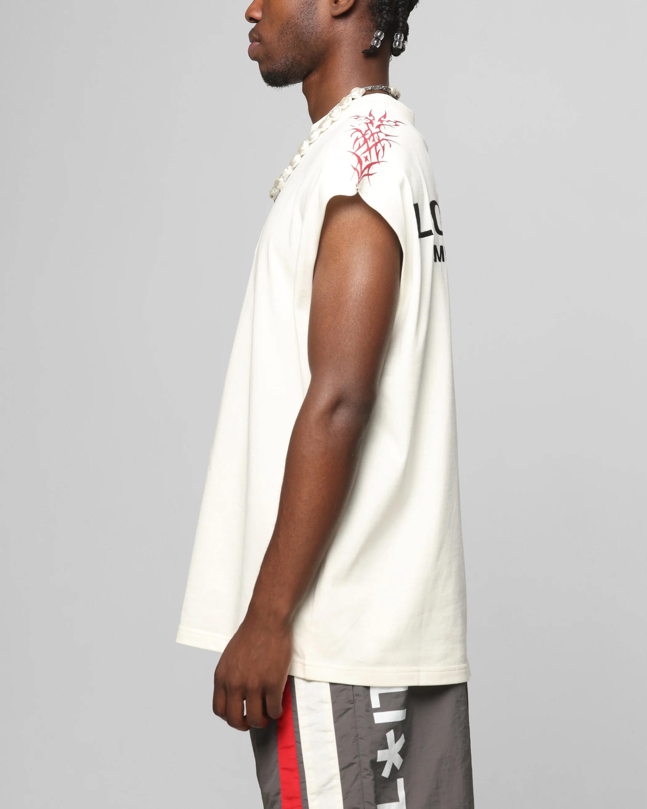 Loiter Cyber Muscle T-Shirt Off White - Image 6