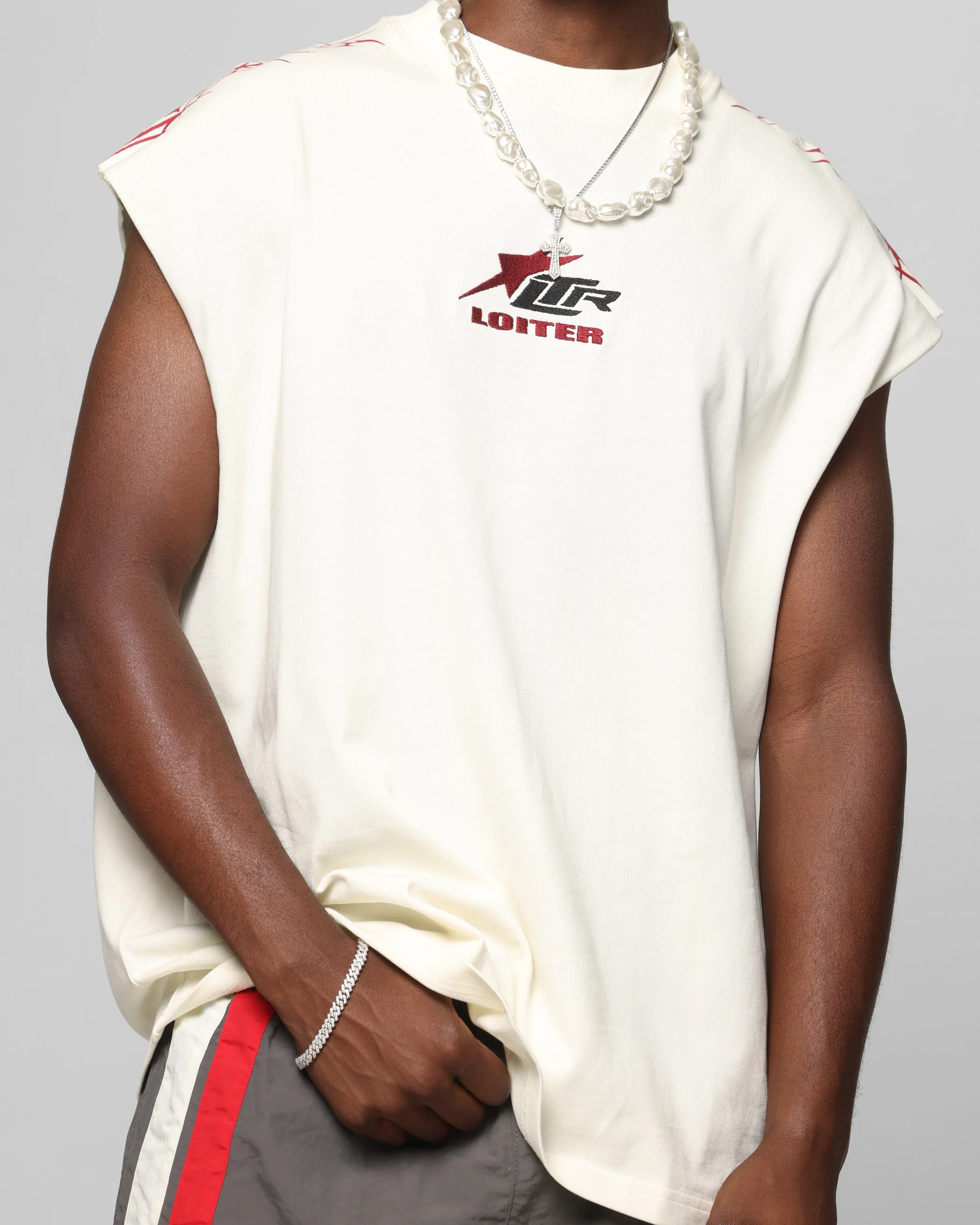 Loiter Cyber Muscle T-Shirt Off White - Image 8