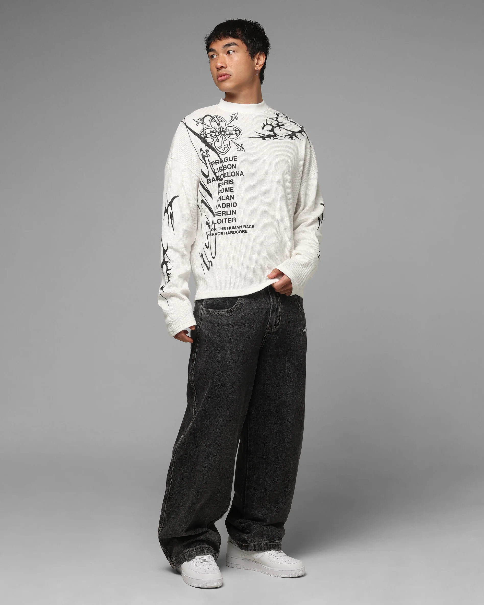Loiter Cyber Thermal Long Sleeve T-Shirt Off White - Image 3