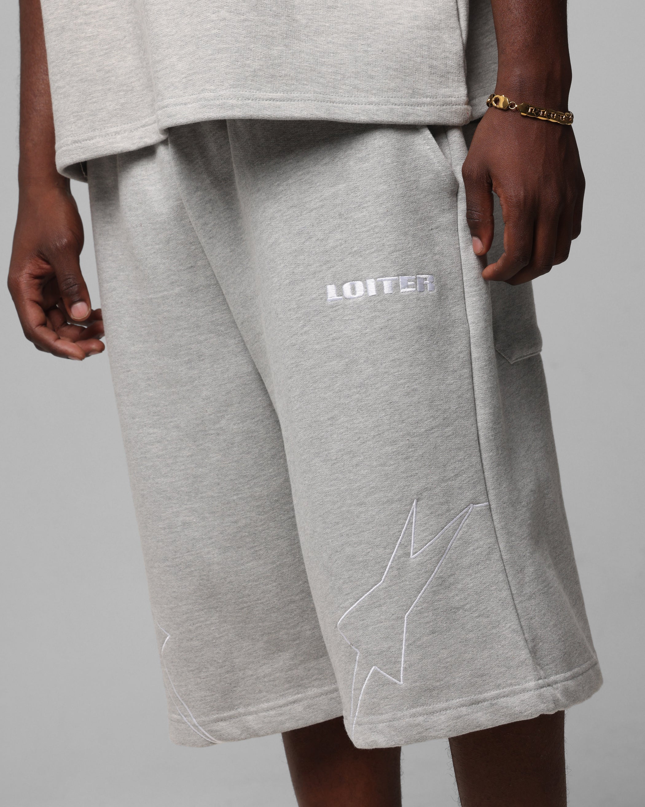Loiter Dark Performance Fleece Shorts Grey - Image 3