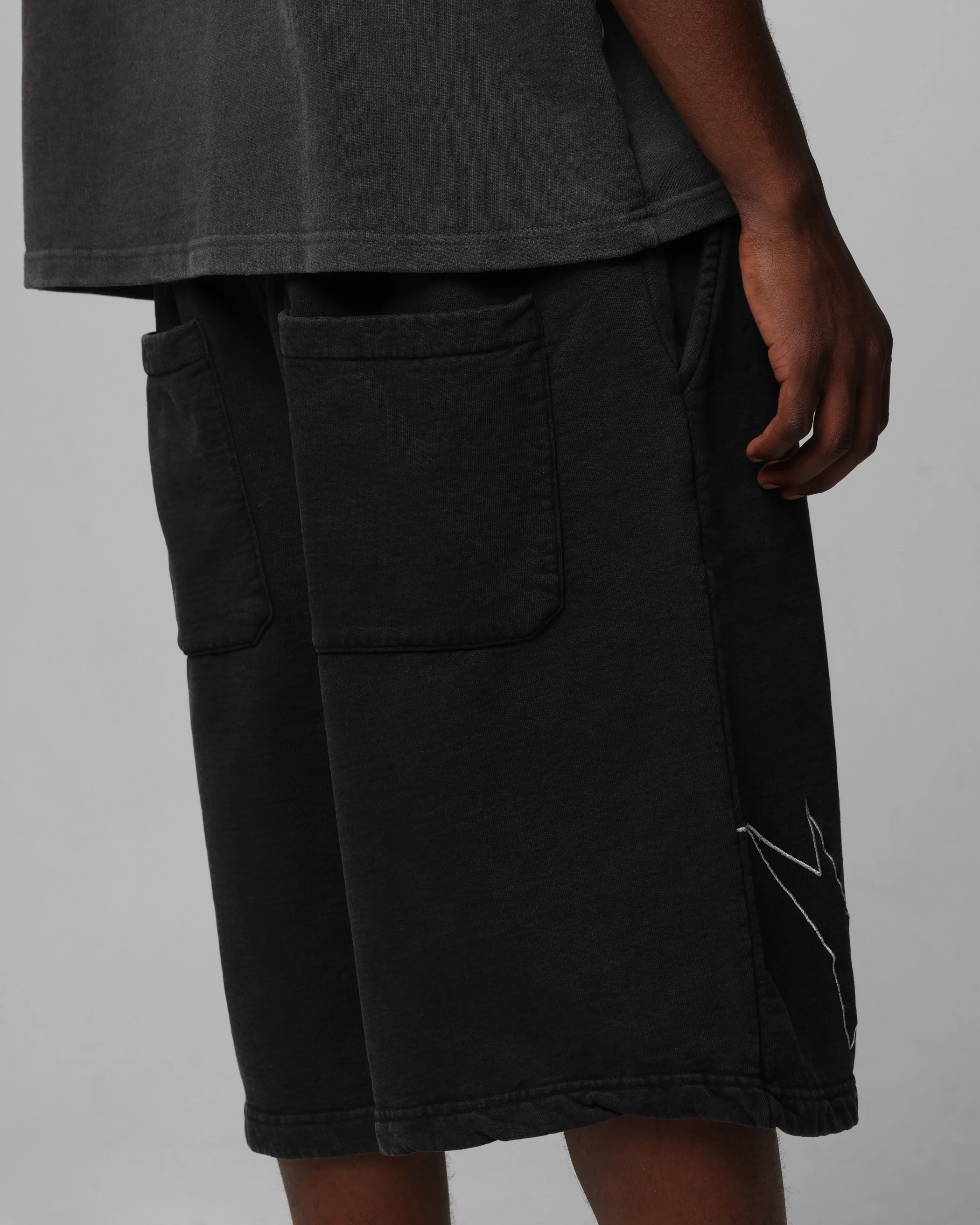 Loiter Dark Performance Fleece Shorts Washed Charcoal - Image 4