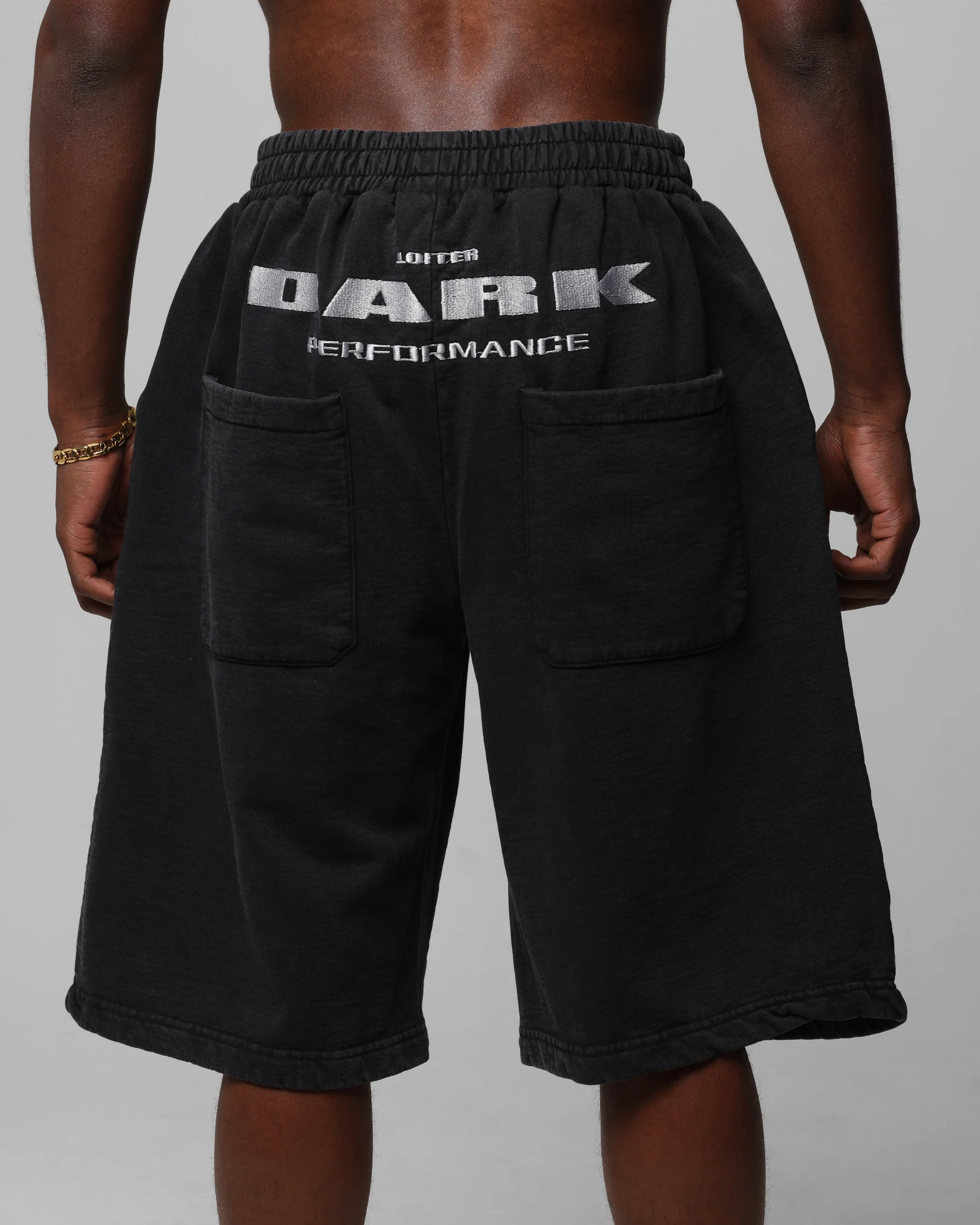Loiter Dark Performance Fleece Shorts Washed Charcoal - Image 8