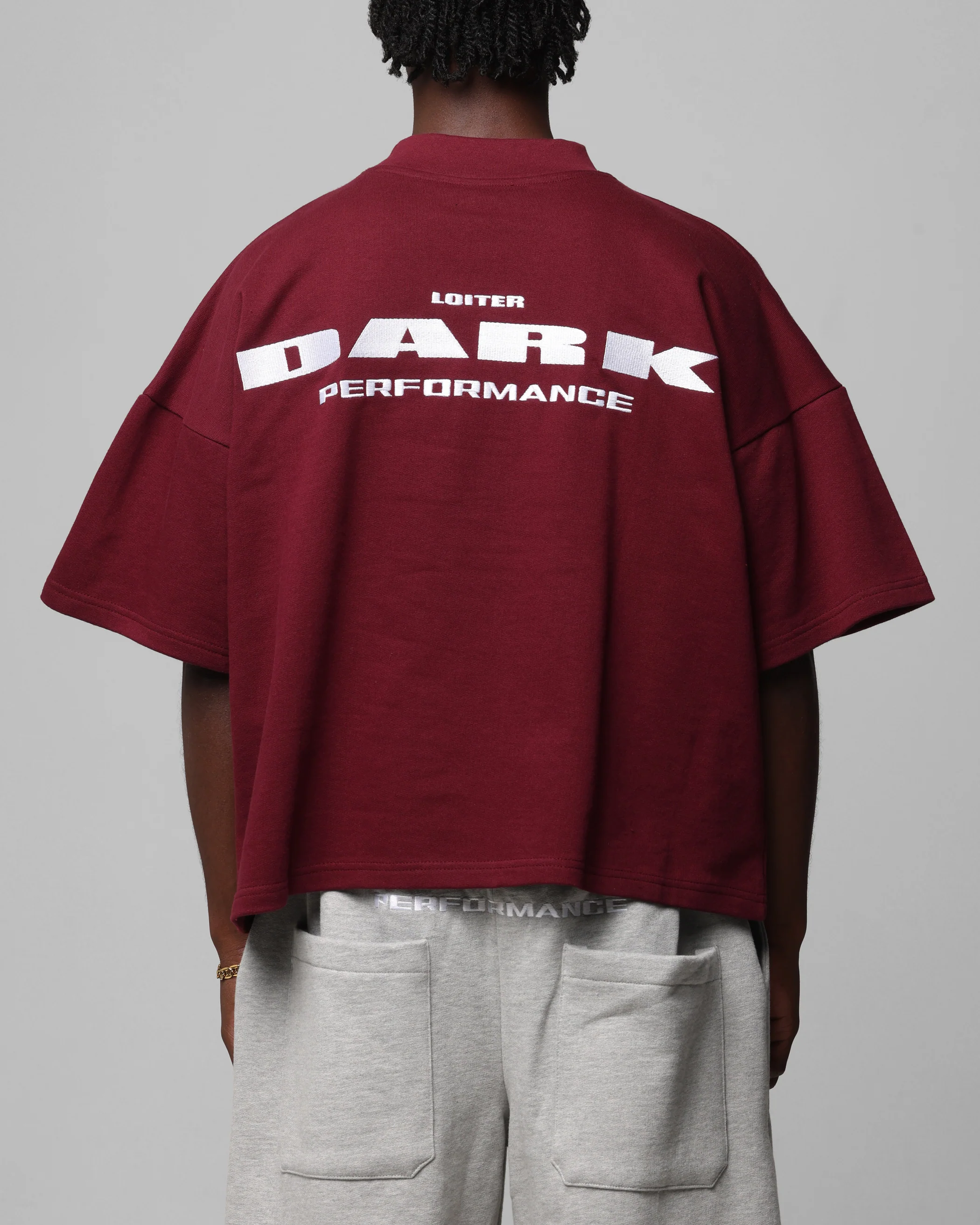 Loiter Dark Performance T-Shirt Burgandy - Image 2