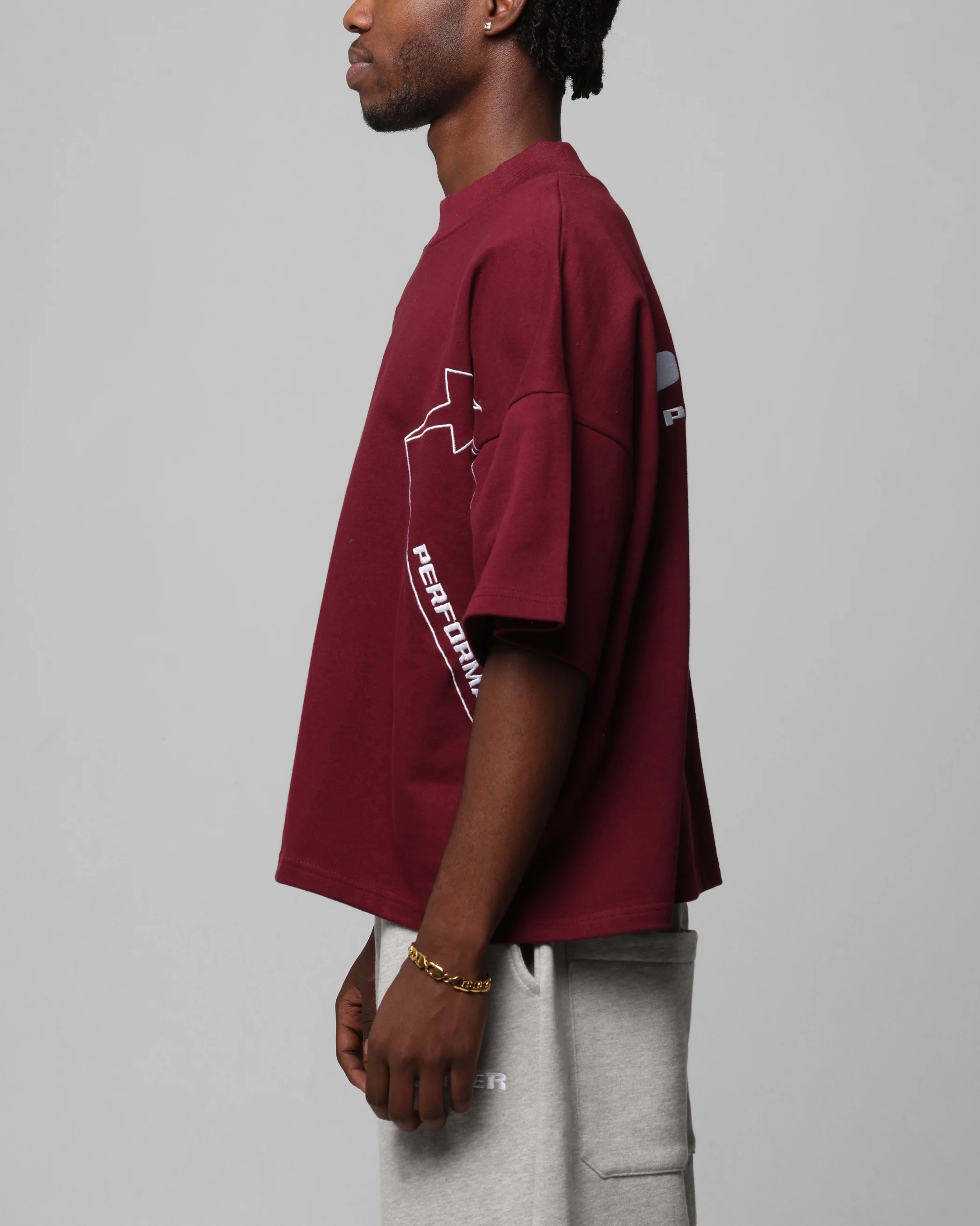 Loiter Dark Performance T-Shirt Burgandy - Image 6