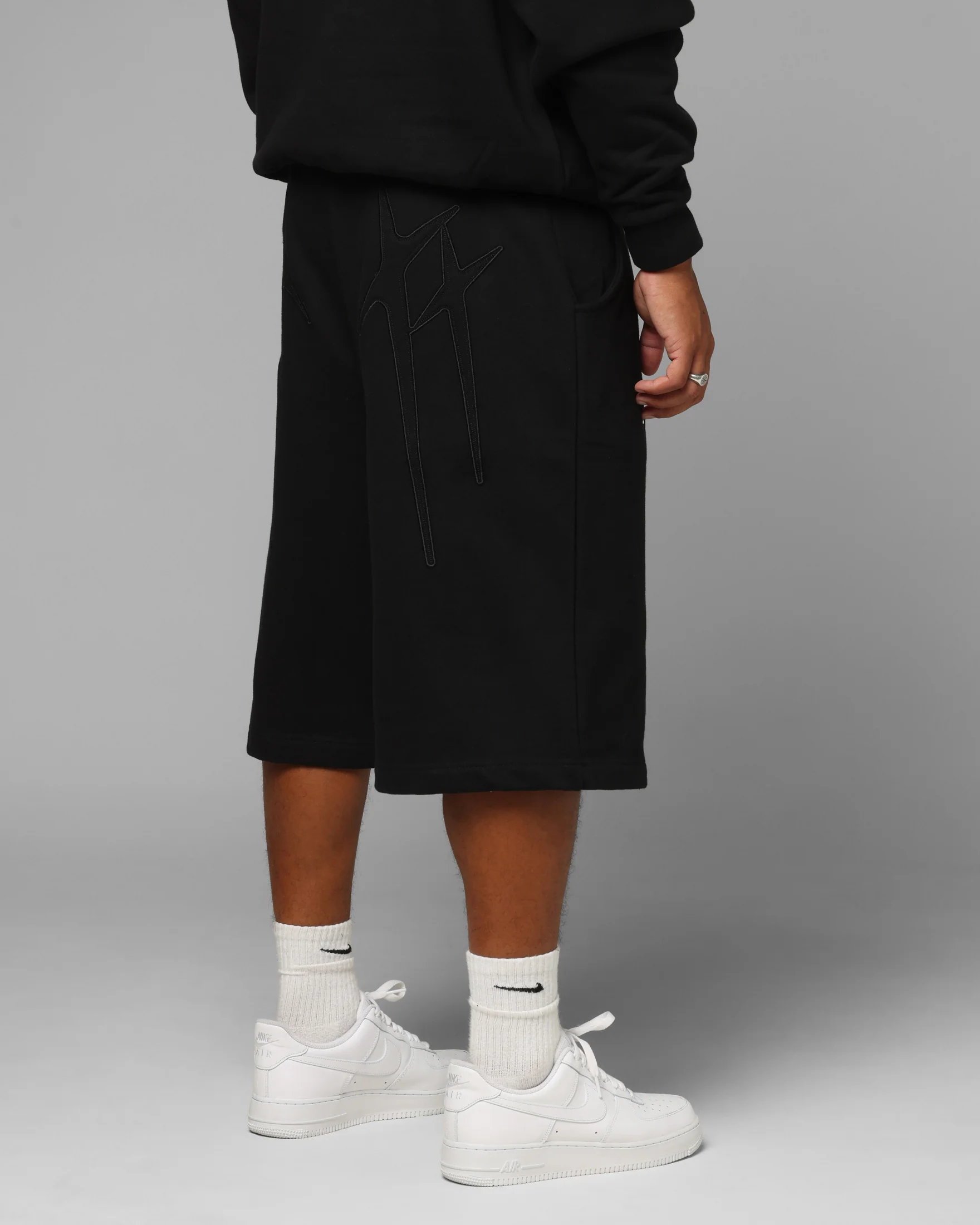 Loiter Destruct Sweat Shorts Black - Image 6