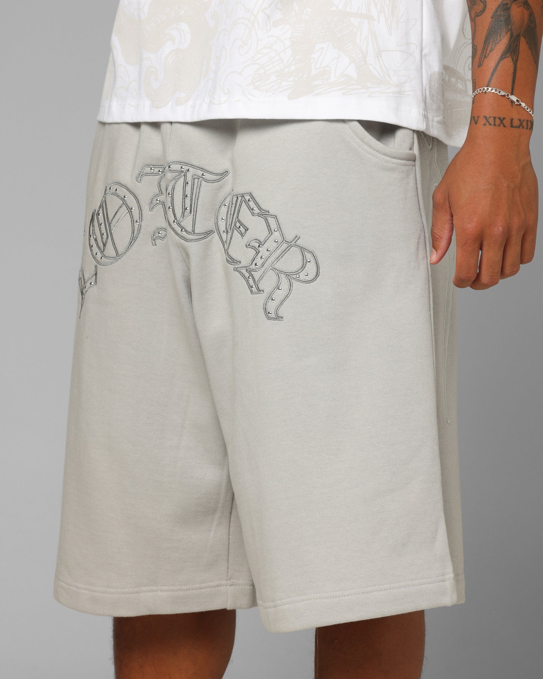 Loiter Destruct Sweat Shorts Grey - Image 3