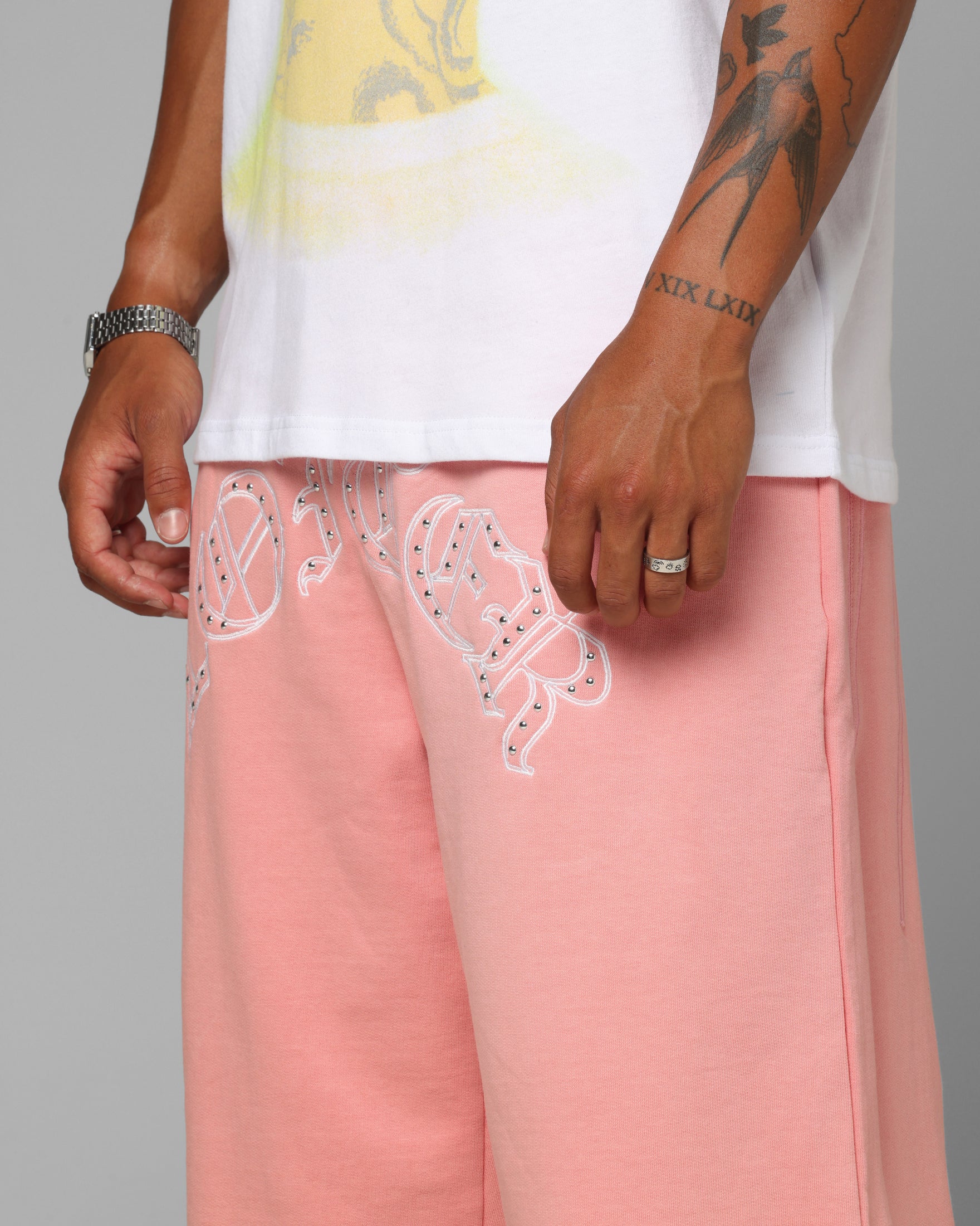 Loiter Destruct Sweat Shorts Pink - Image 3