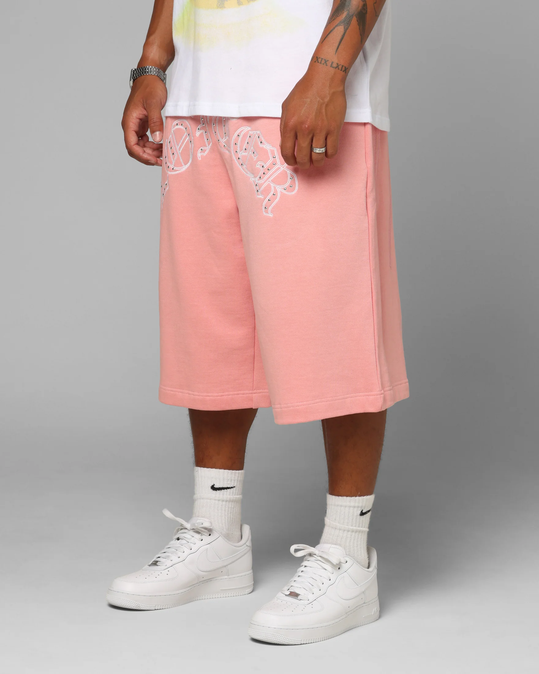 Loiter Destruct Sweat Shorts Pink - Image 5