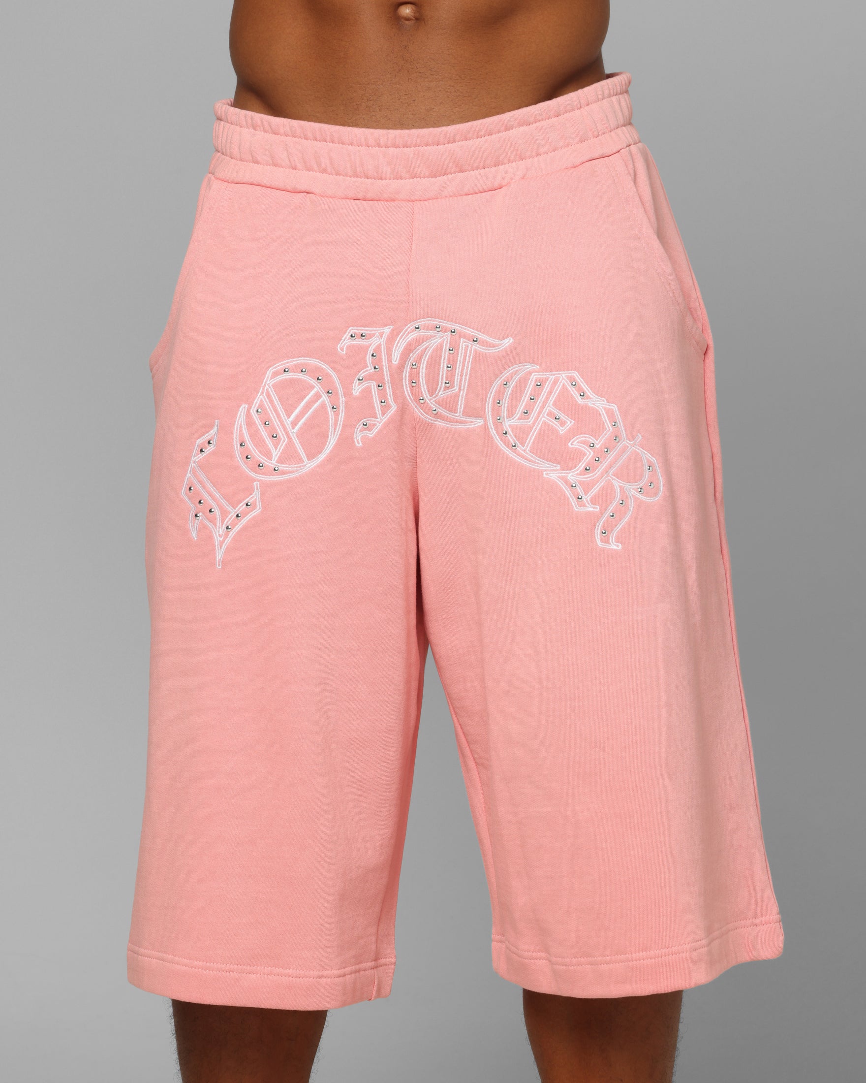 Loiter Destruct Sweat Shorts Pink - Image 7