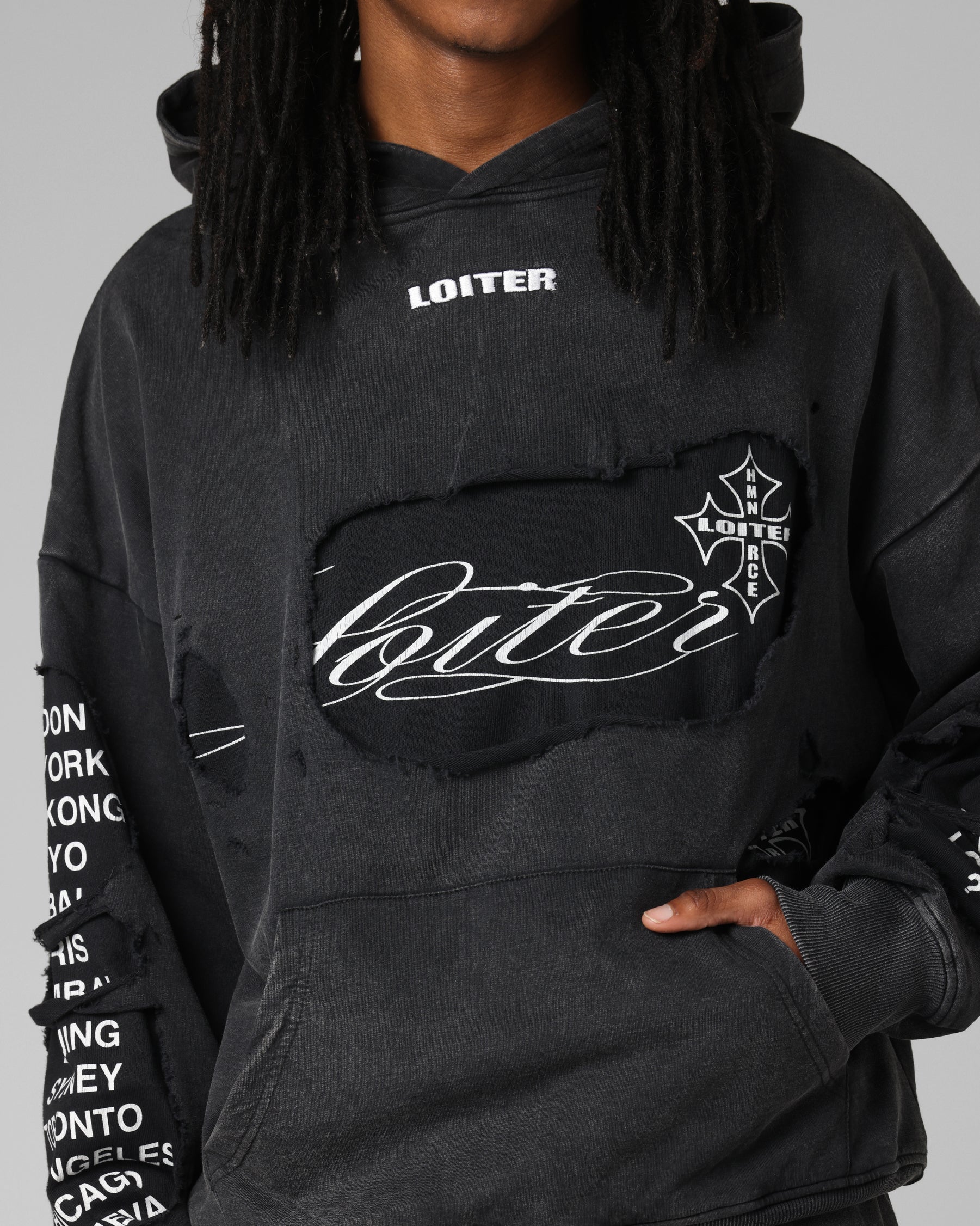 Loiter Destruction Hoodie Black - Image 8