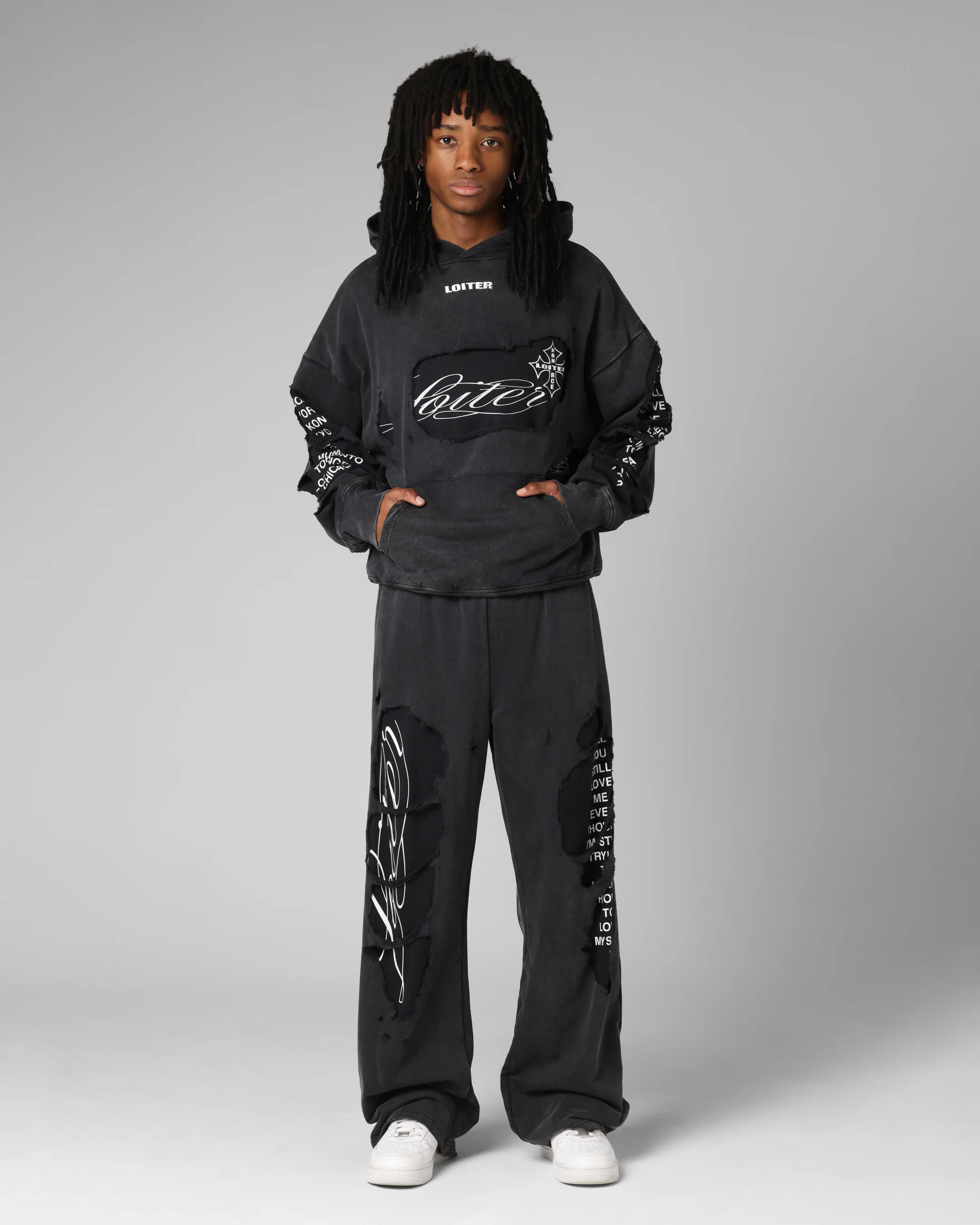 Loiter Destruction Sweatpants Black - Image 2