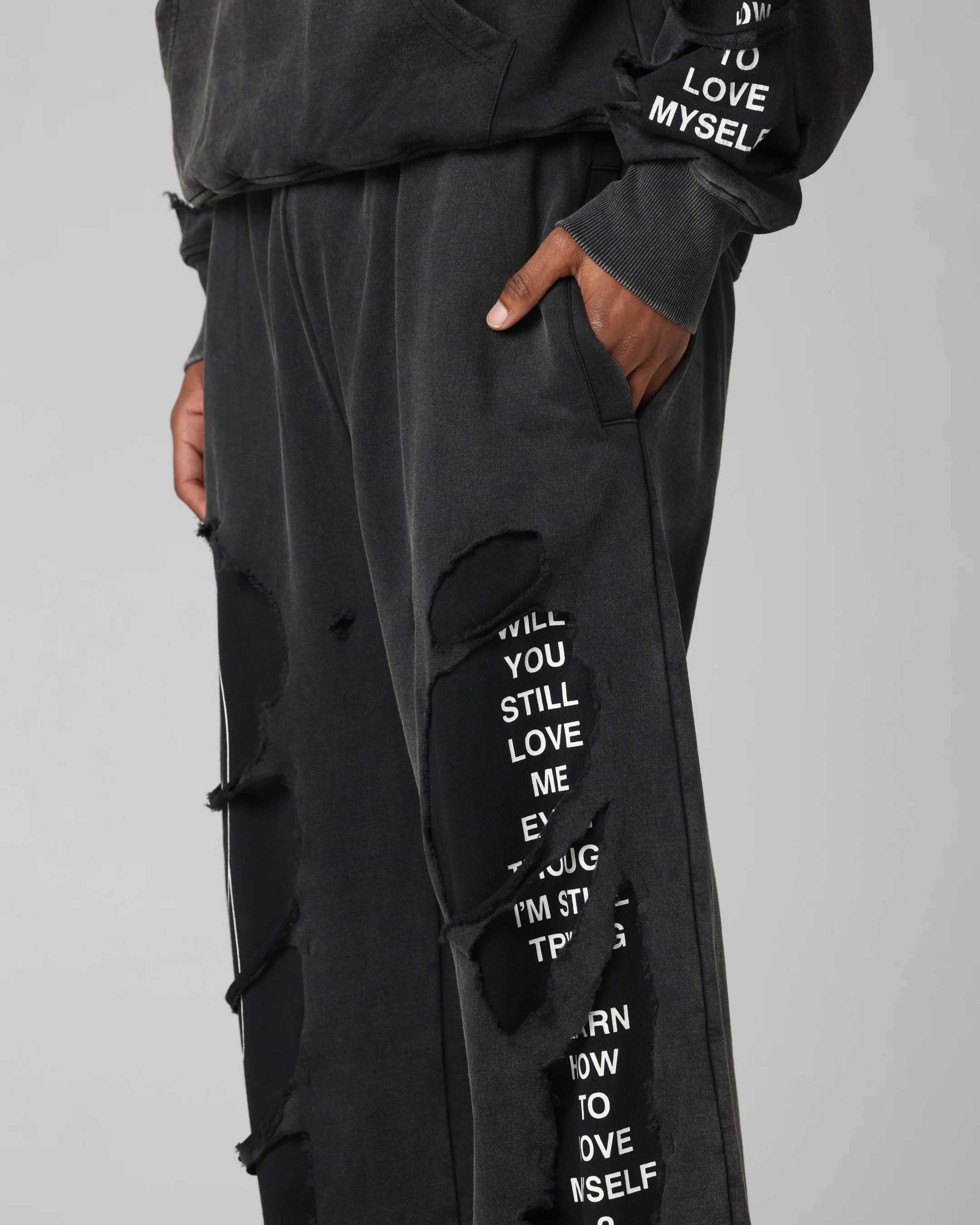 Loiter Destruction Sweatpants Black - Image 4