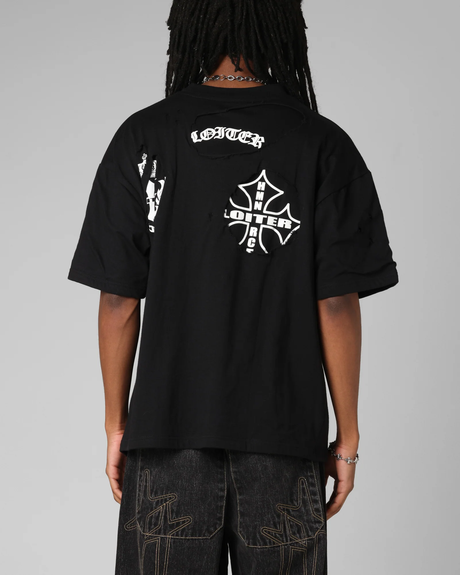 Loiter Destruction T-Shirt Black Wash - Image 2