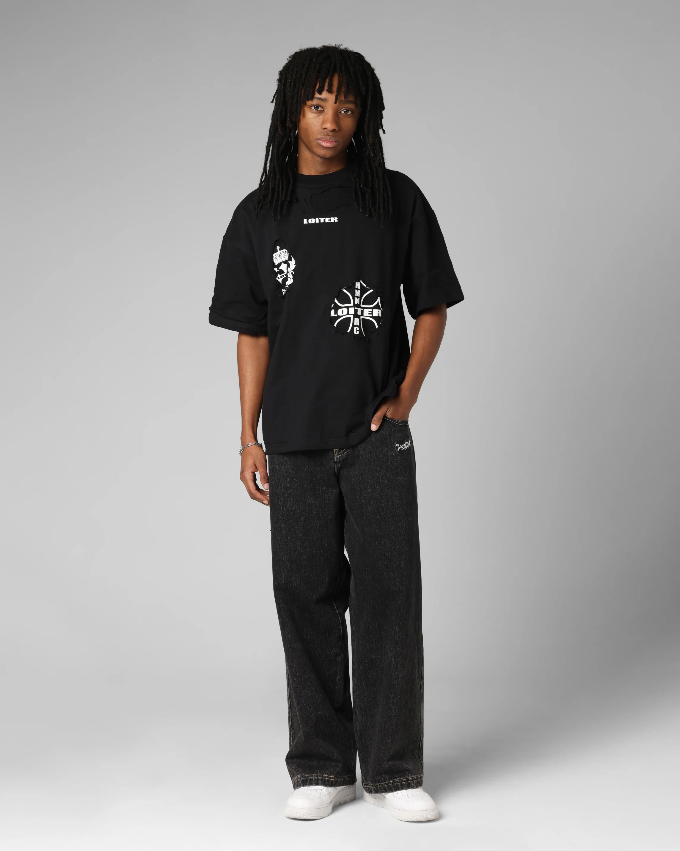 Loiter Destruction T-Shirt Black Wash - Image 3