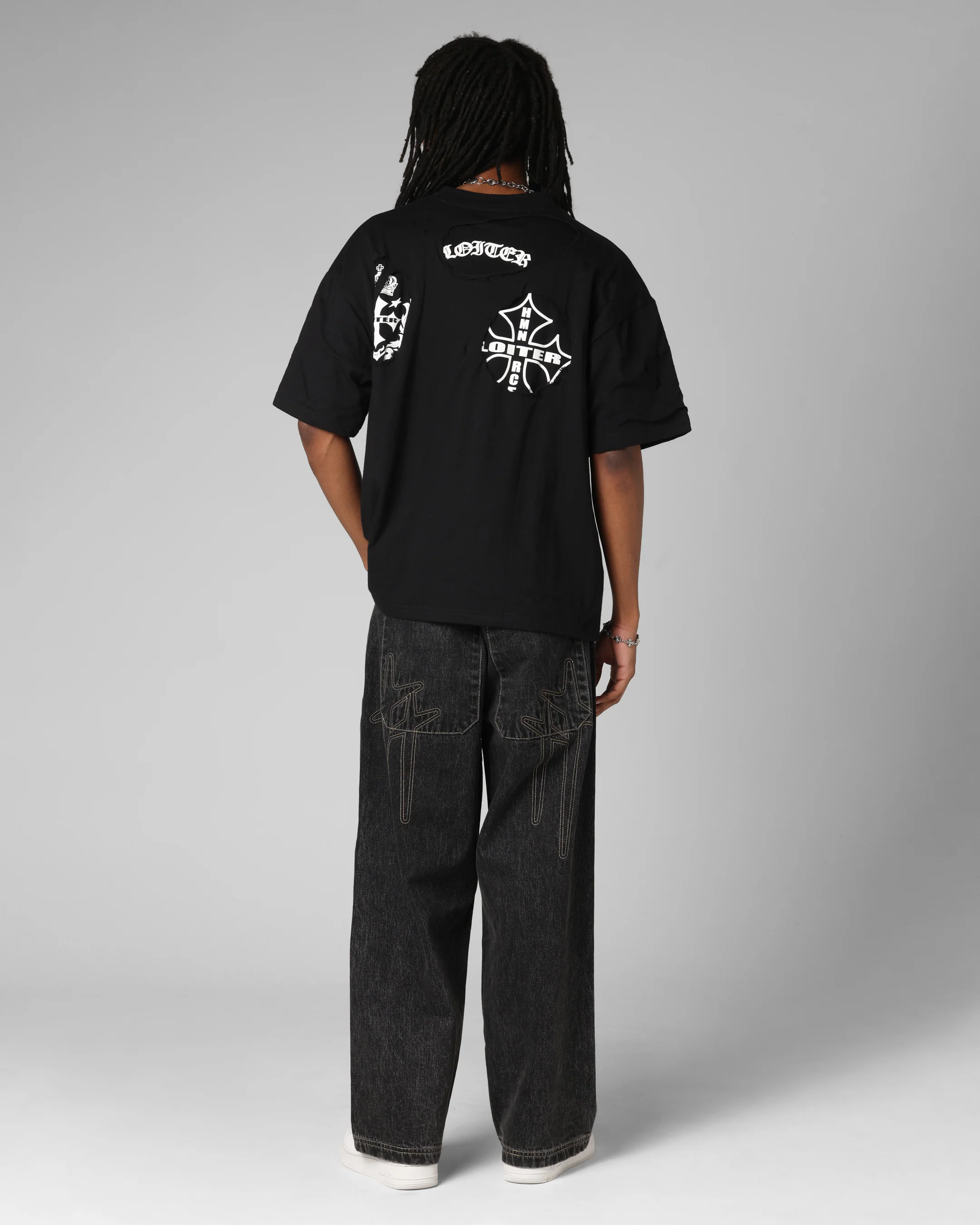 Loiter Destruction T-Shirt Black Wash - Image 4