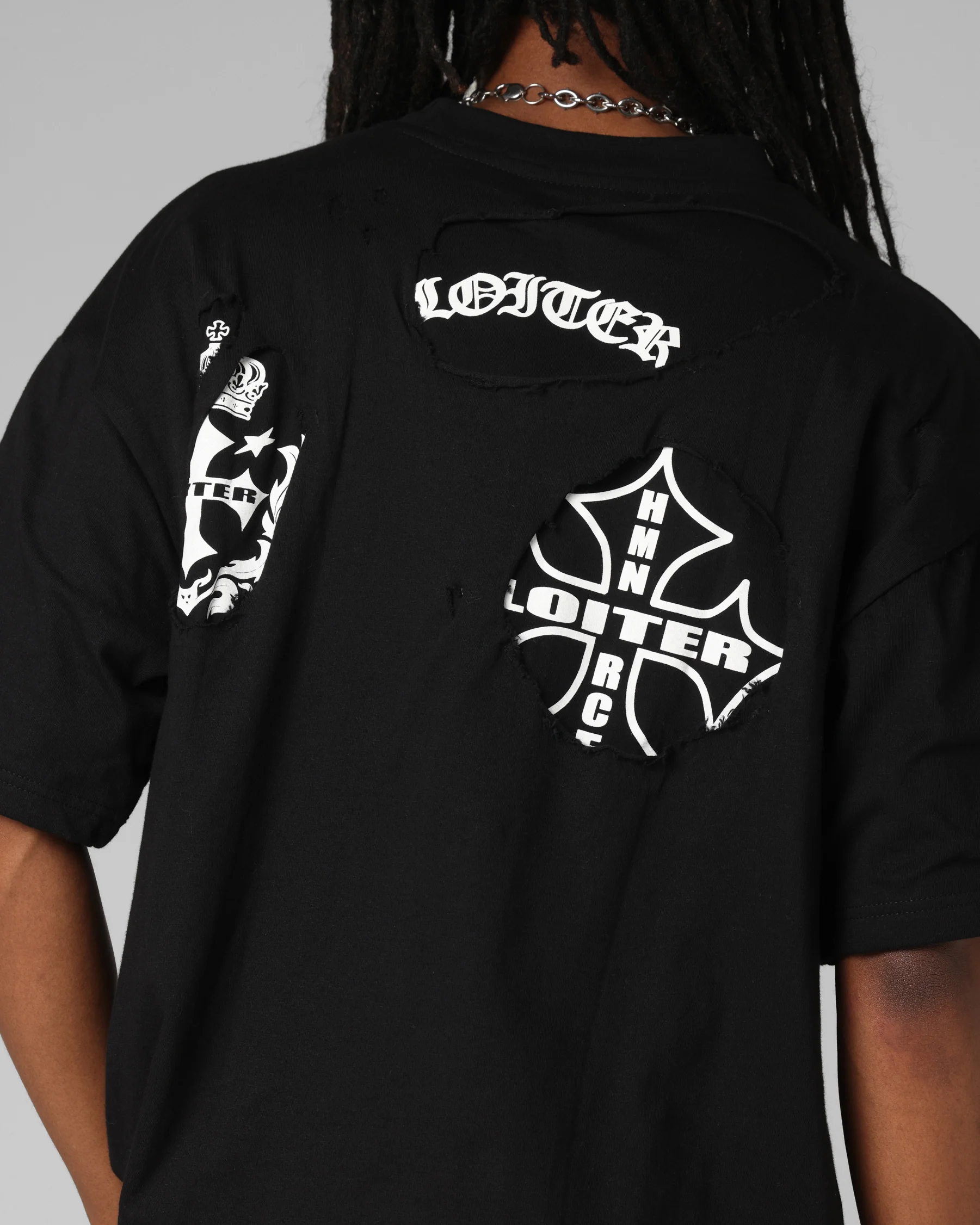 Loiter Destruction T-Shirt Black Wash - Image 8