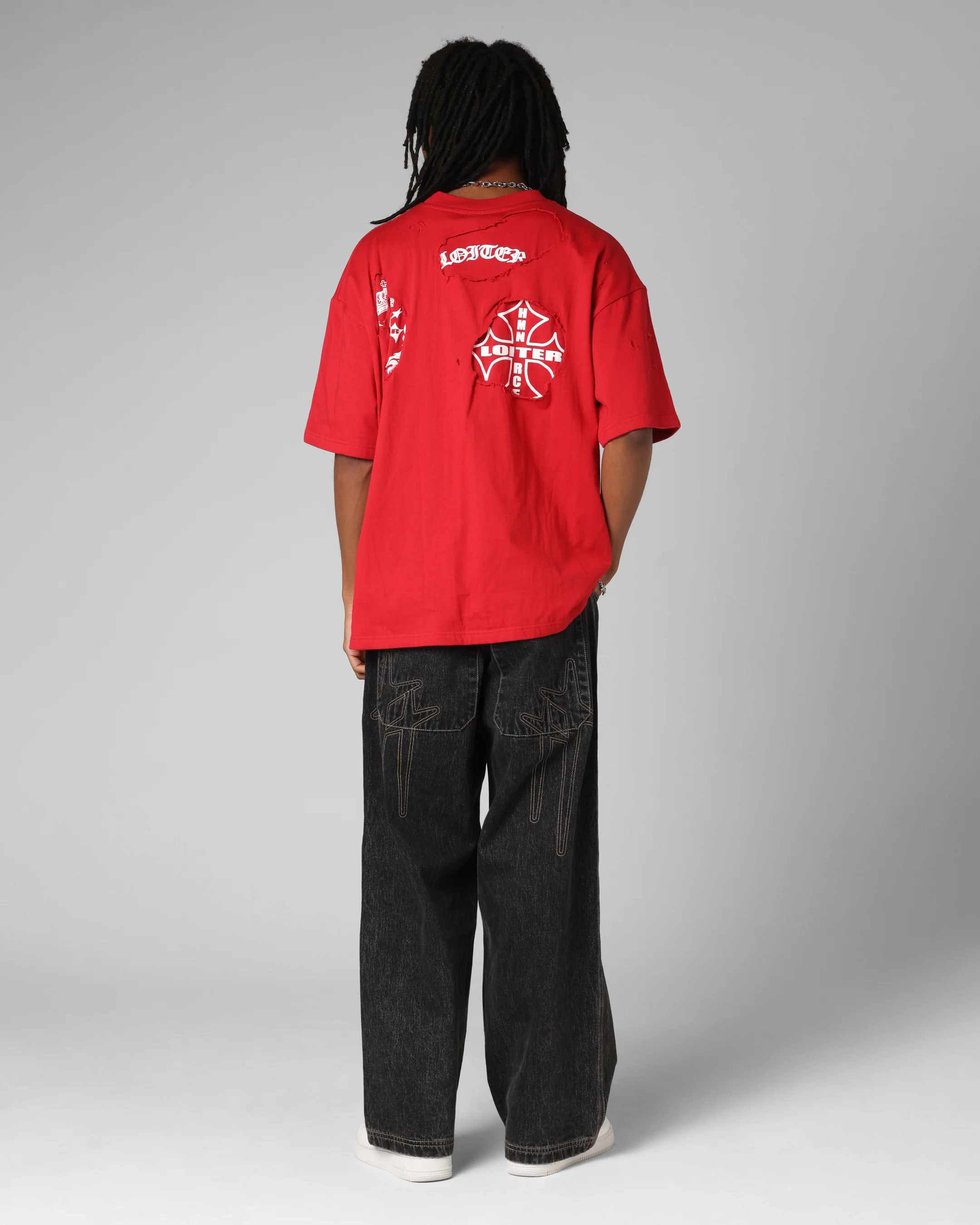 Loiter Destruction T-Shirt Red - Image 4