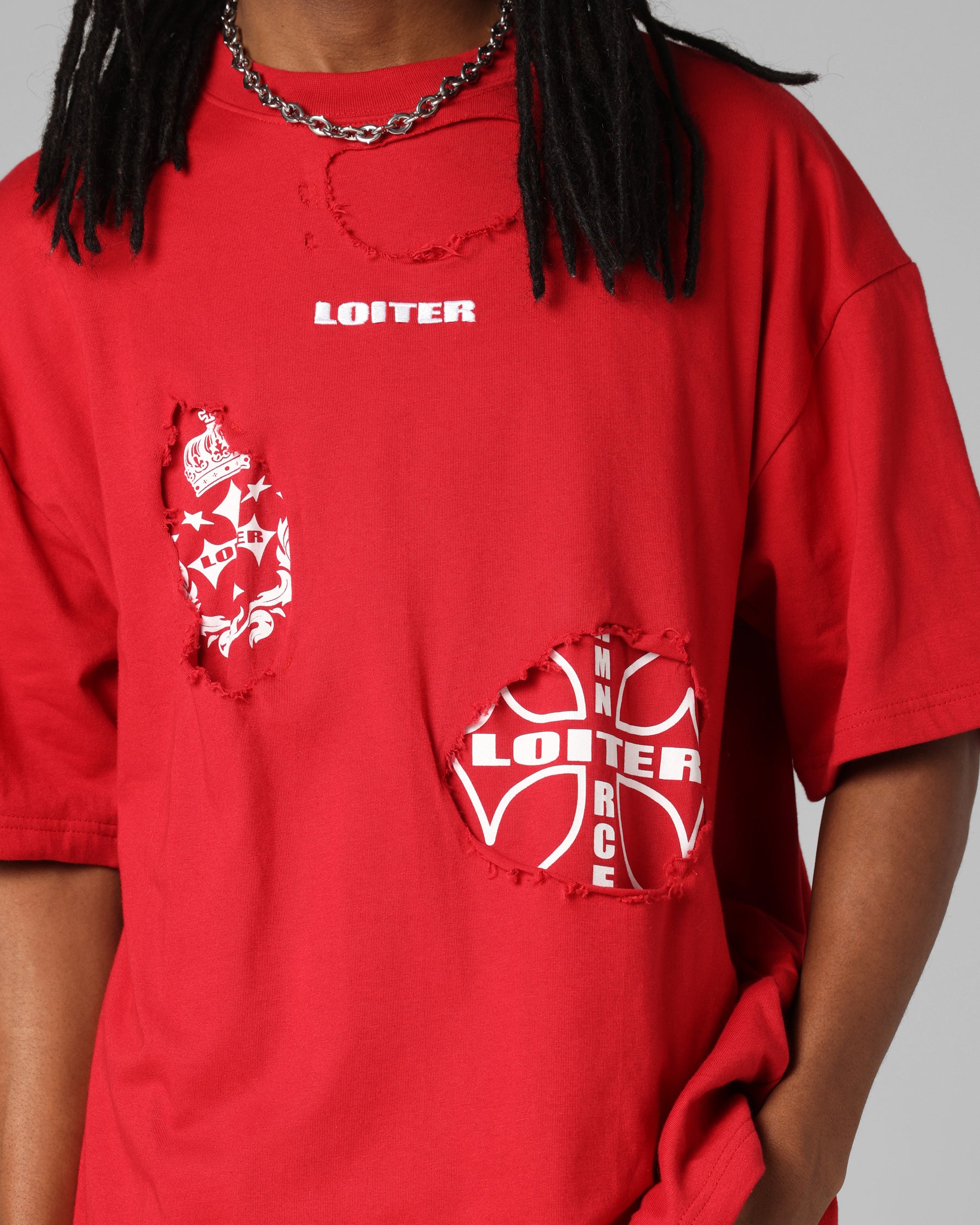 Loiter Destruction T-Shirt Red - Image 7
