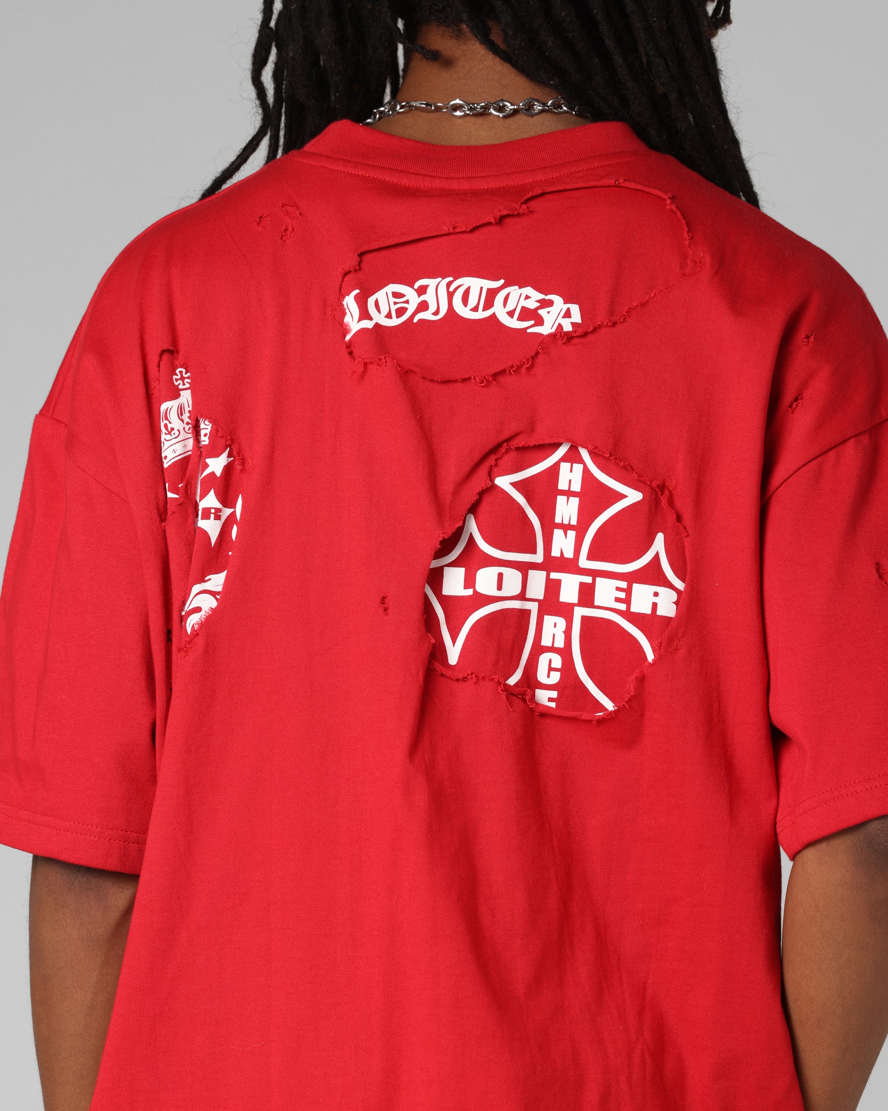 Loiter Destruction T-Shirt Red - Image 8
