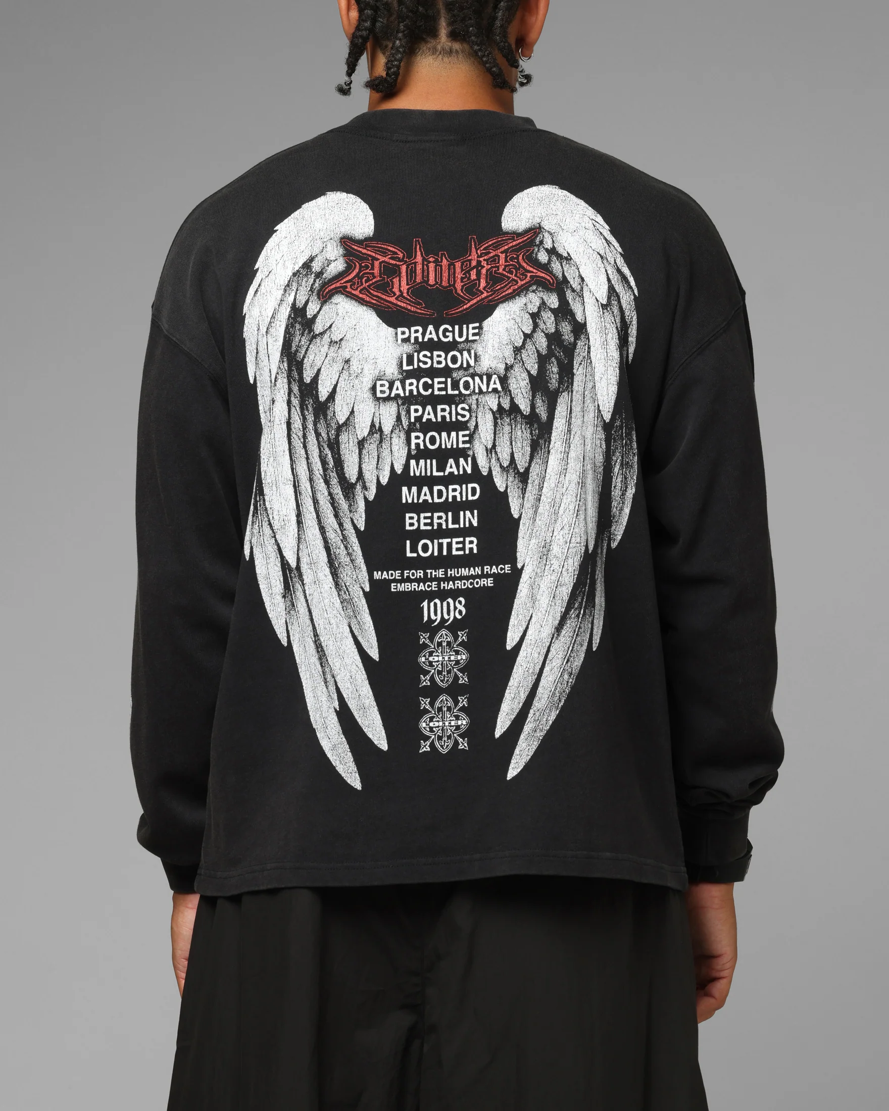 Loiter Dove Vintage Long Sleeve T-Shirt Black - Image 2